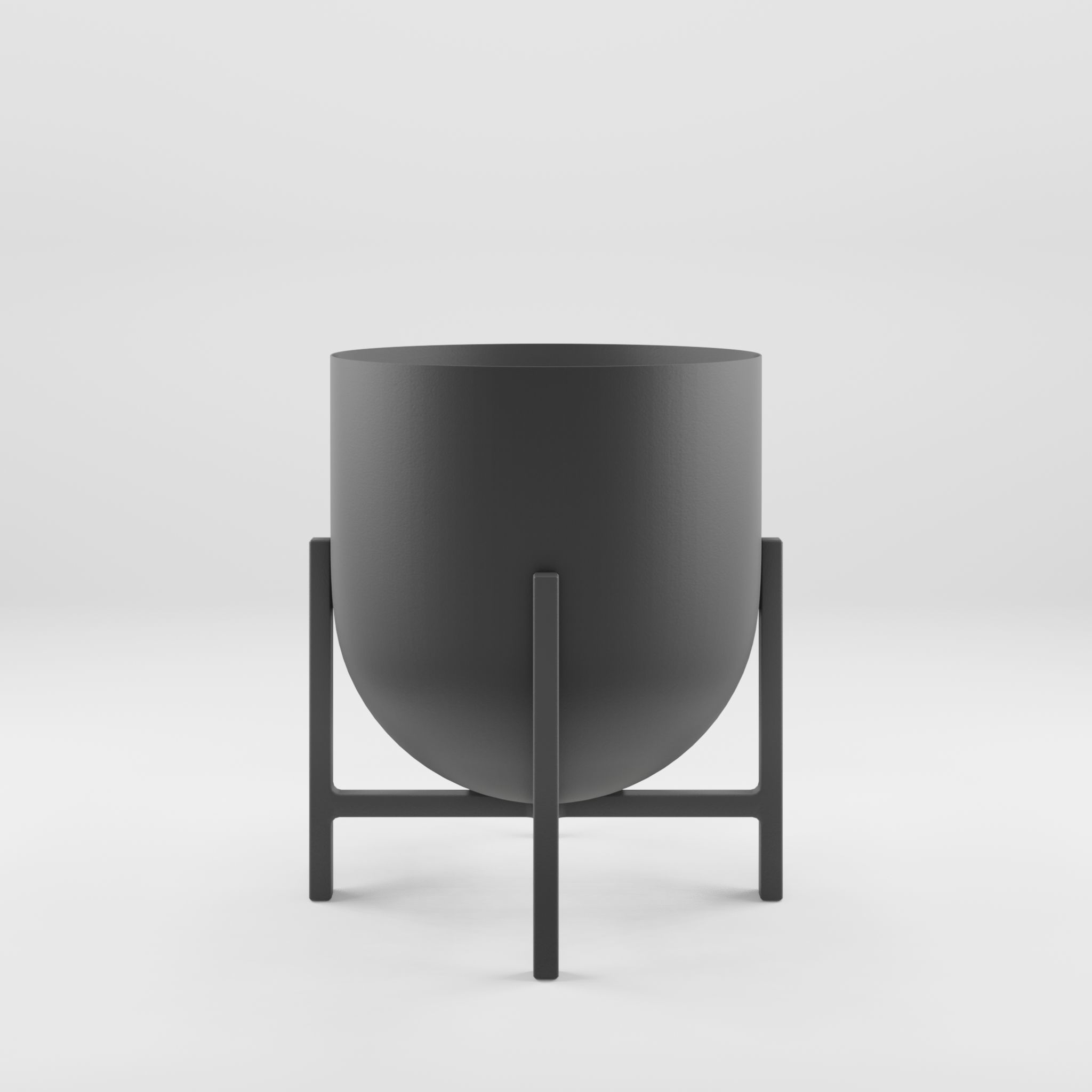 3D Model of a Metal plant pot with a rounded base Low-poly 3D model_1