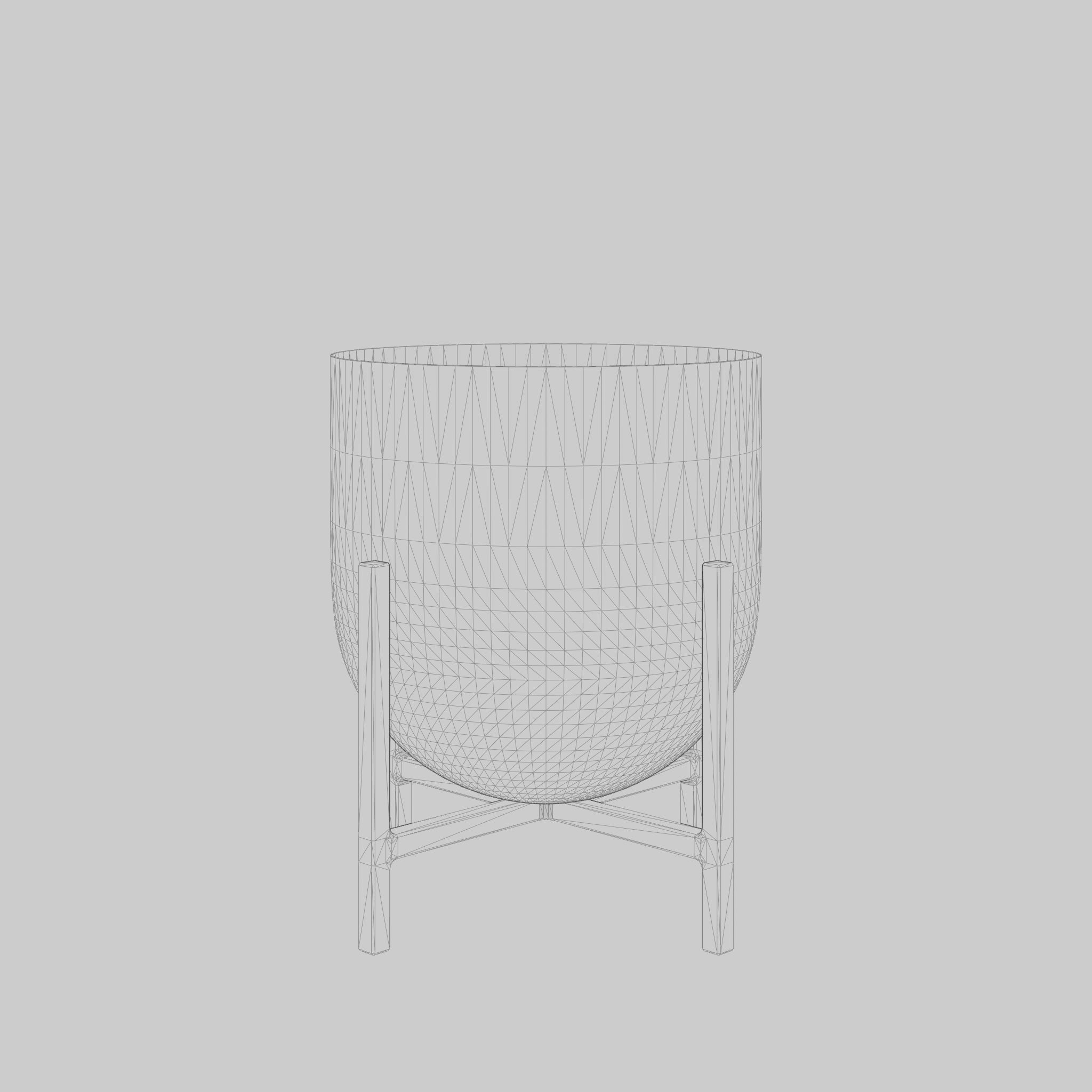 3D Model of a Metal plant pot with a rounded base Low-poly 3D model_5