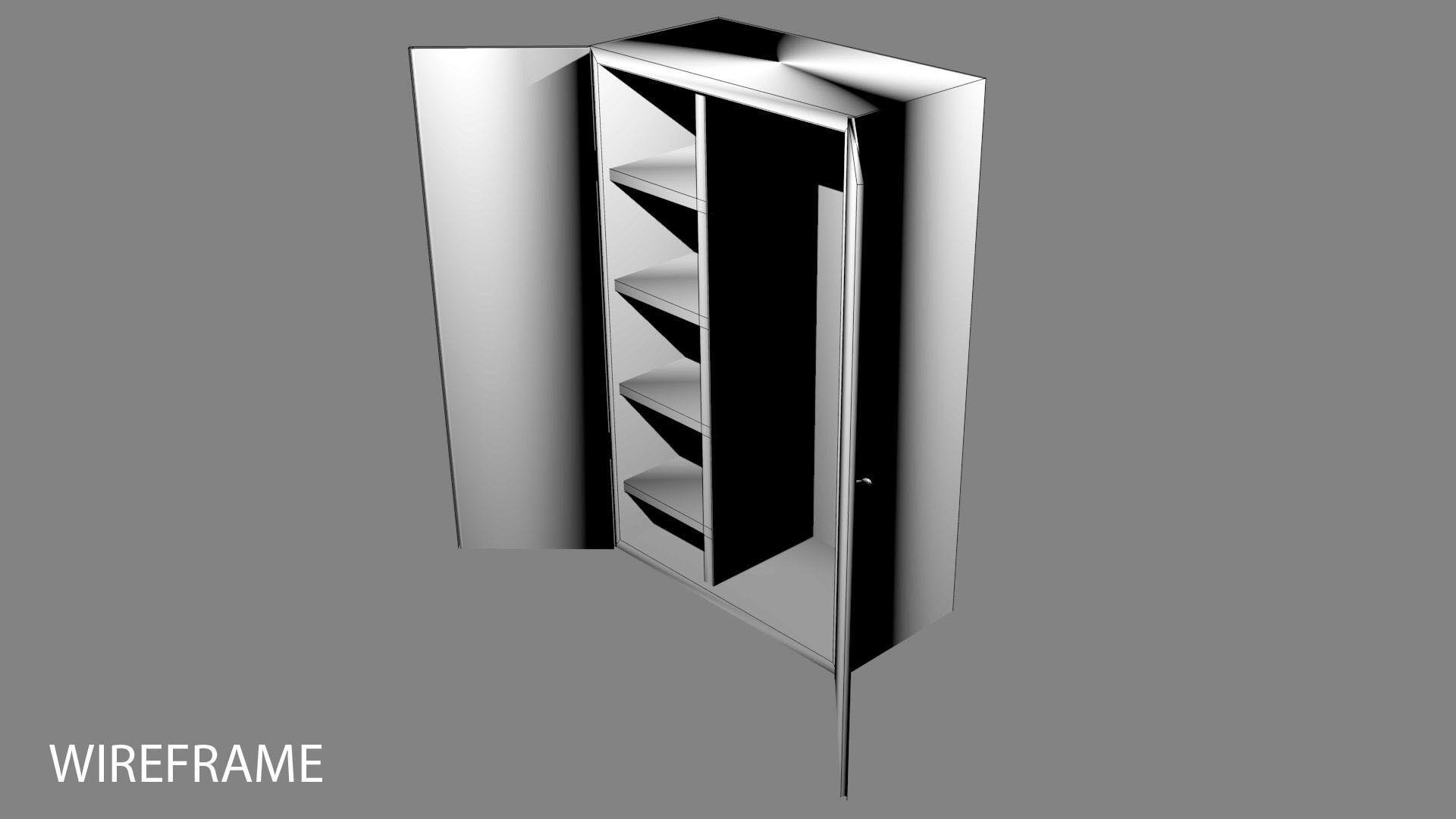 Wardrobe 1 cabinet with shelves and drawers 3D model_3