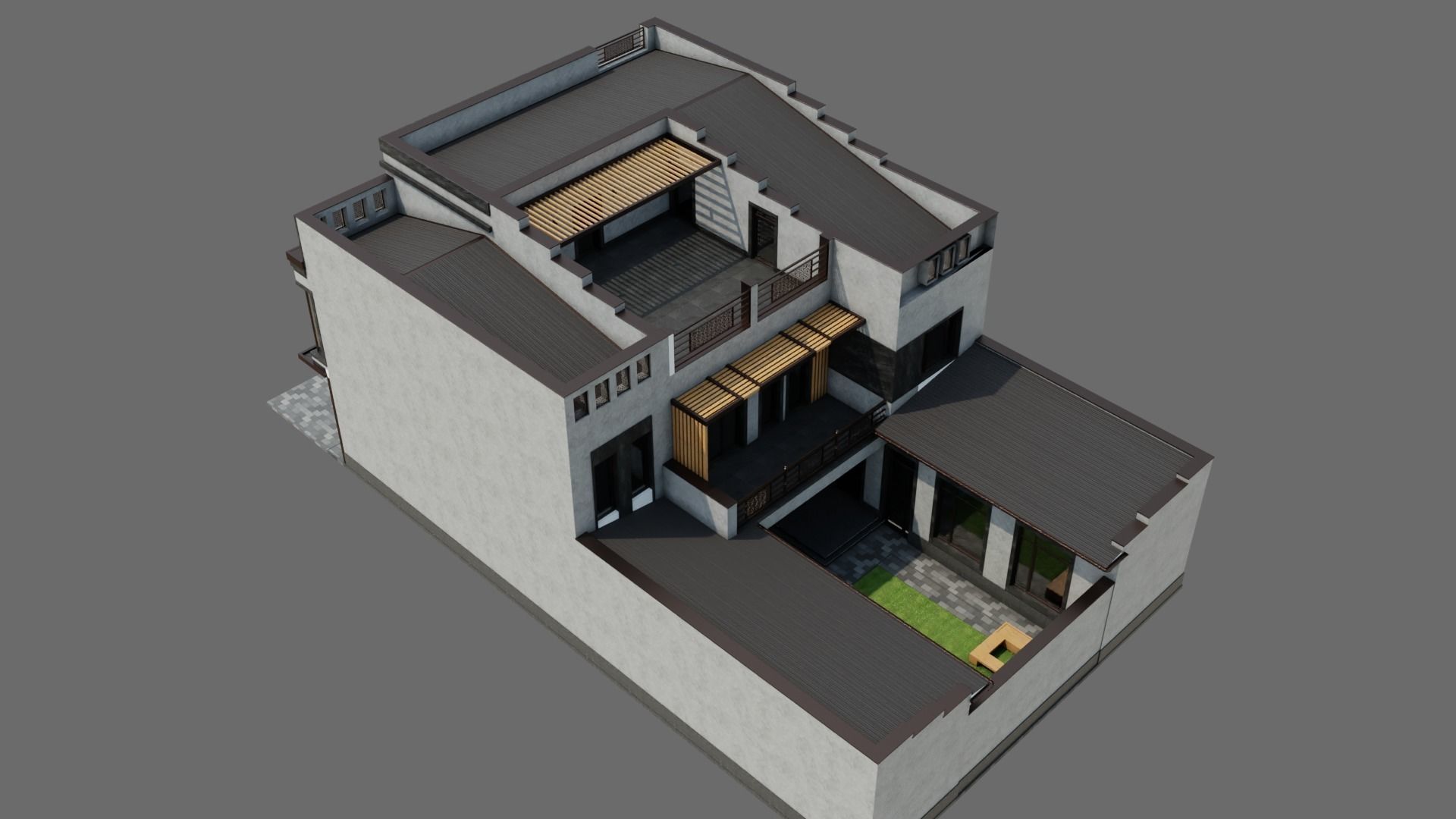 Modern House ID032 3D model_4