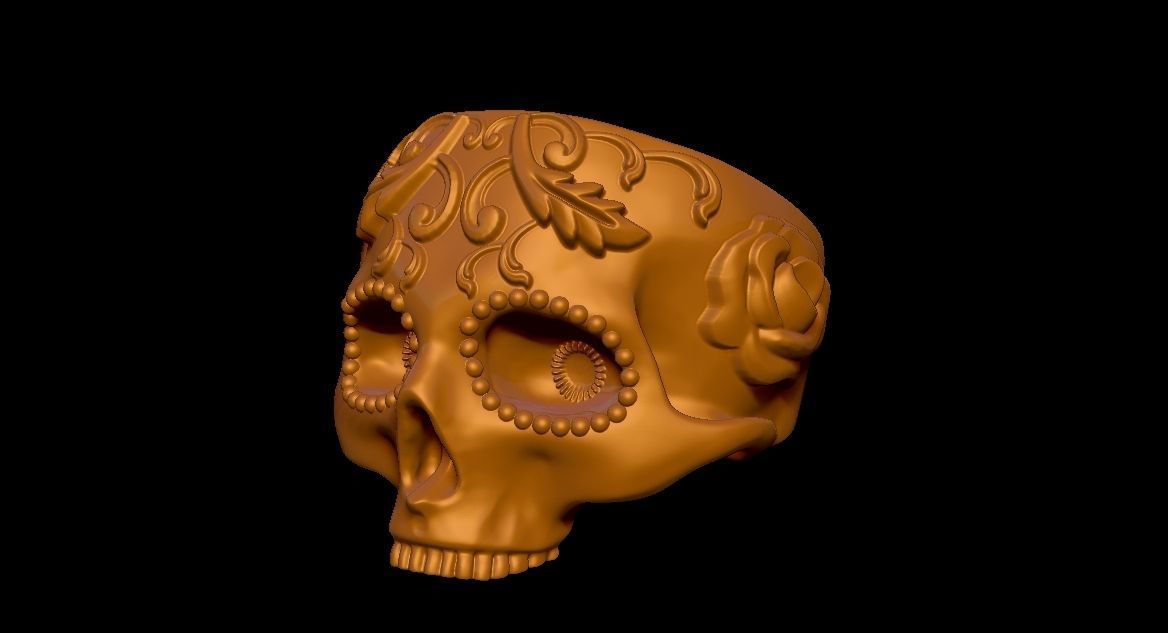 calavera skull ring NO3 3D print model_7