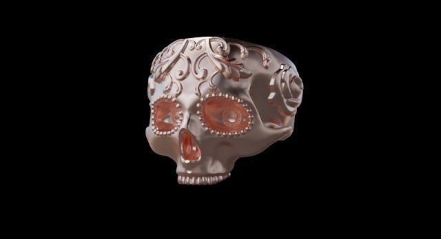 calavera skull ring NO3 3D print model_3