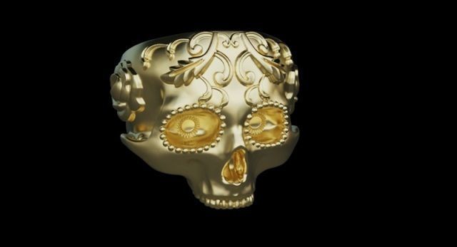 calavera skull ring NO3 3D print model_1