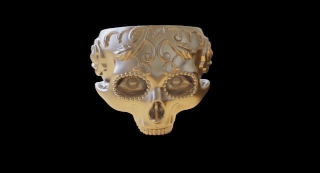 calavera skull ring NO3 3D print model_2