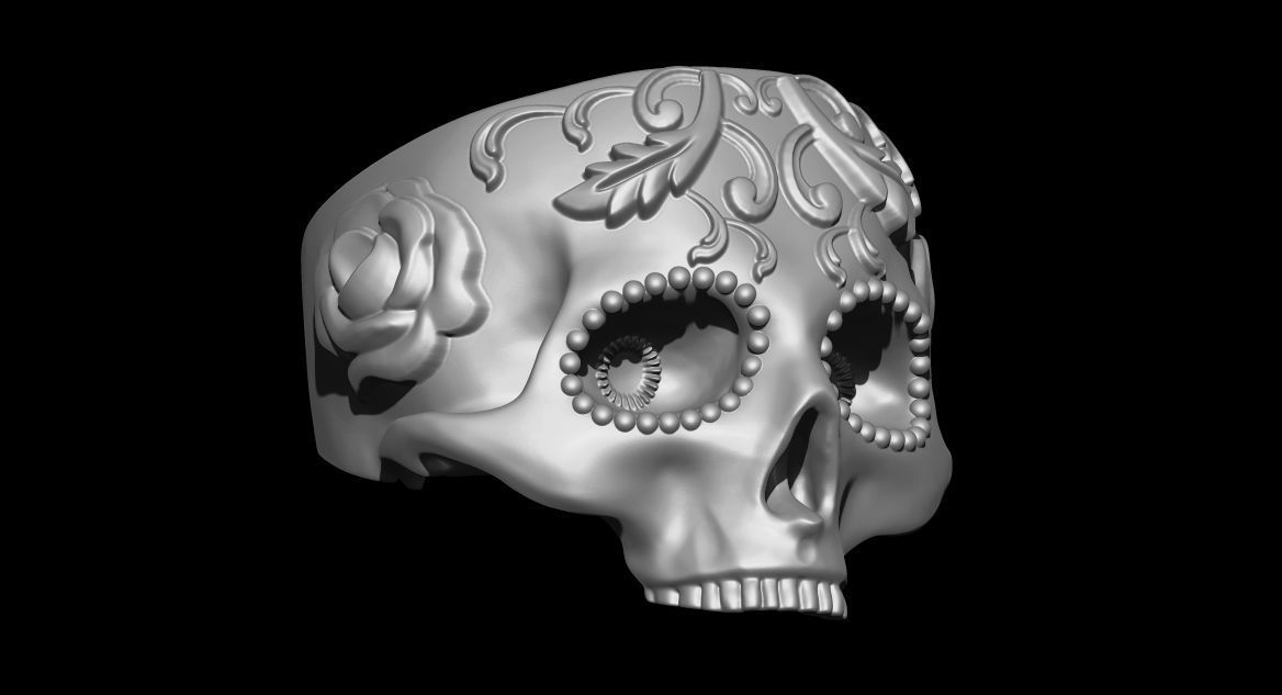 calavera skull ring NO3 3D print model_6