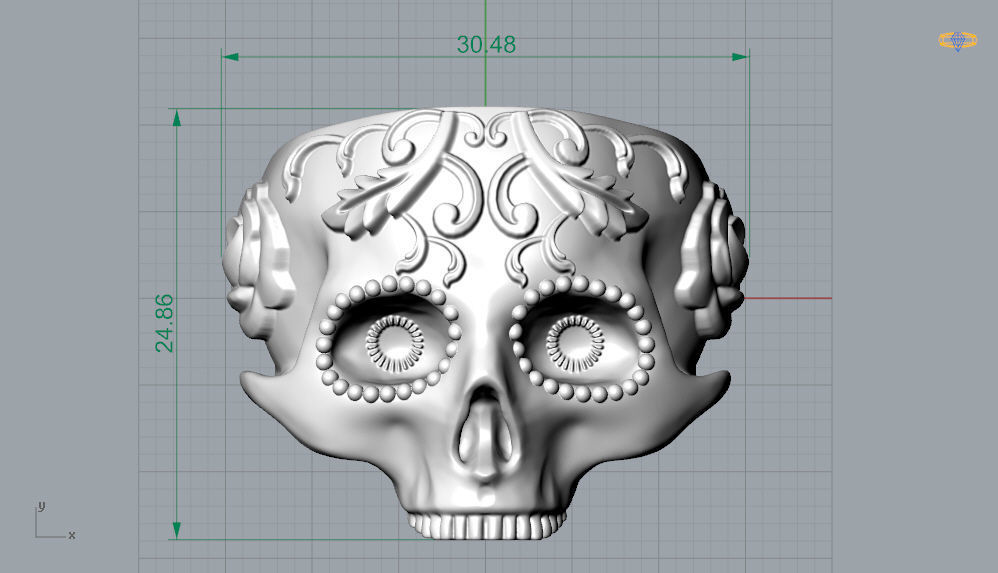 calavera skull ring NO3 3D print model_11
