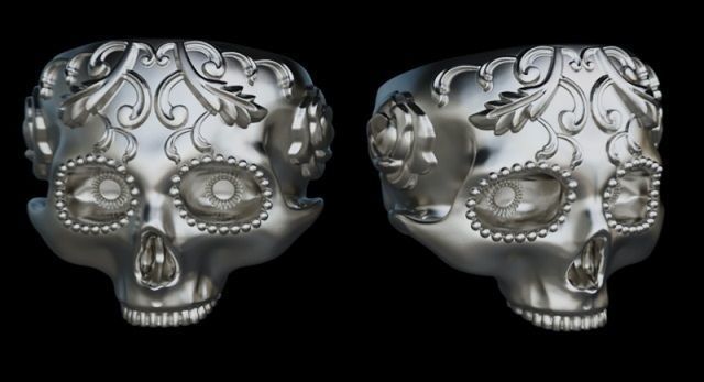 calavera skull ring NO3 3D print model_4
