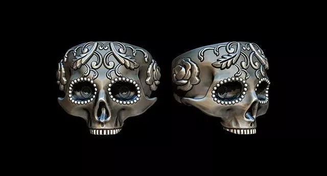 calavera skull ring NO3 3D print model_0