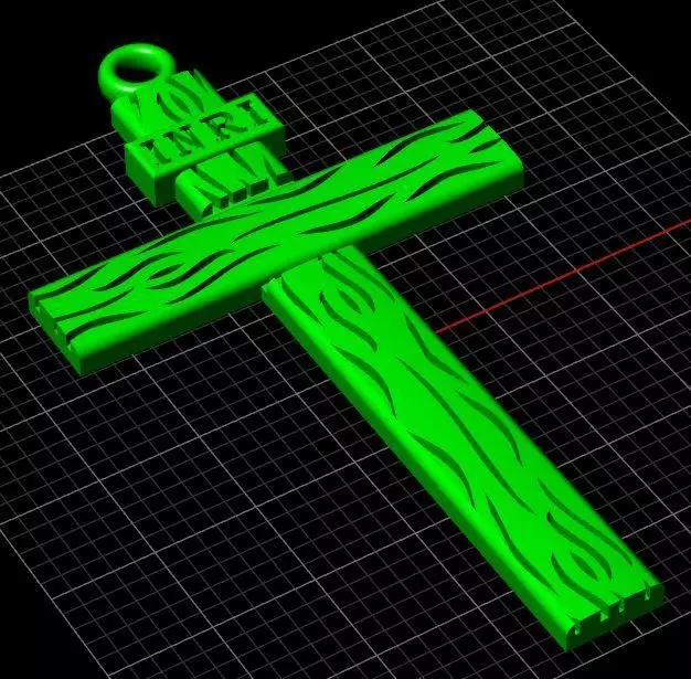 Dije Cruz de Madera 37 mm Wooden Cross Pendant 37 mm STL 3D print model_0