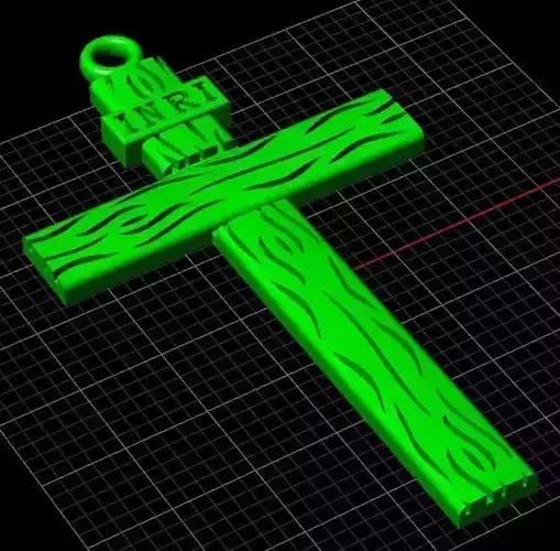 Dije Cruz de Madera 37 mm   Wooden Cross Pendant 37 mm STL