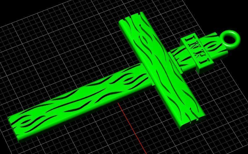 Dije Cruz de Madera 37 mm Wooden Cross Pendant 37 mm STL 3D print model_1