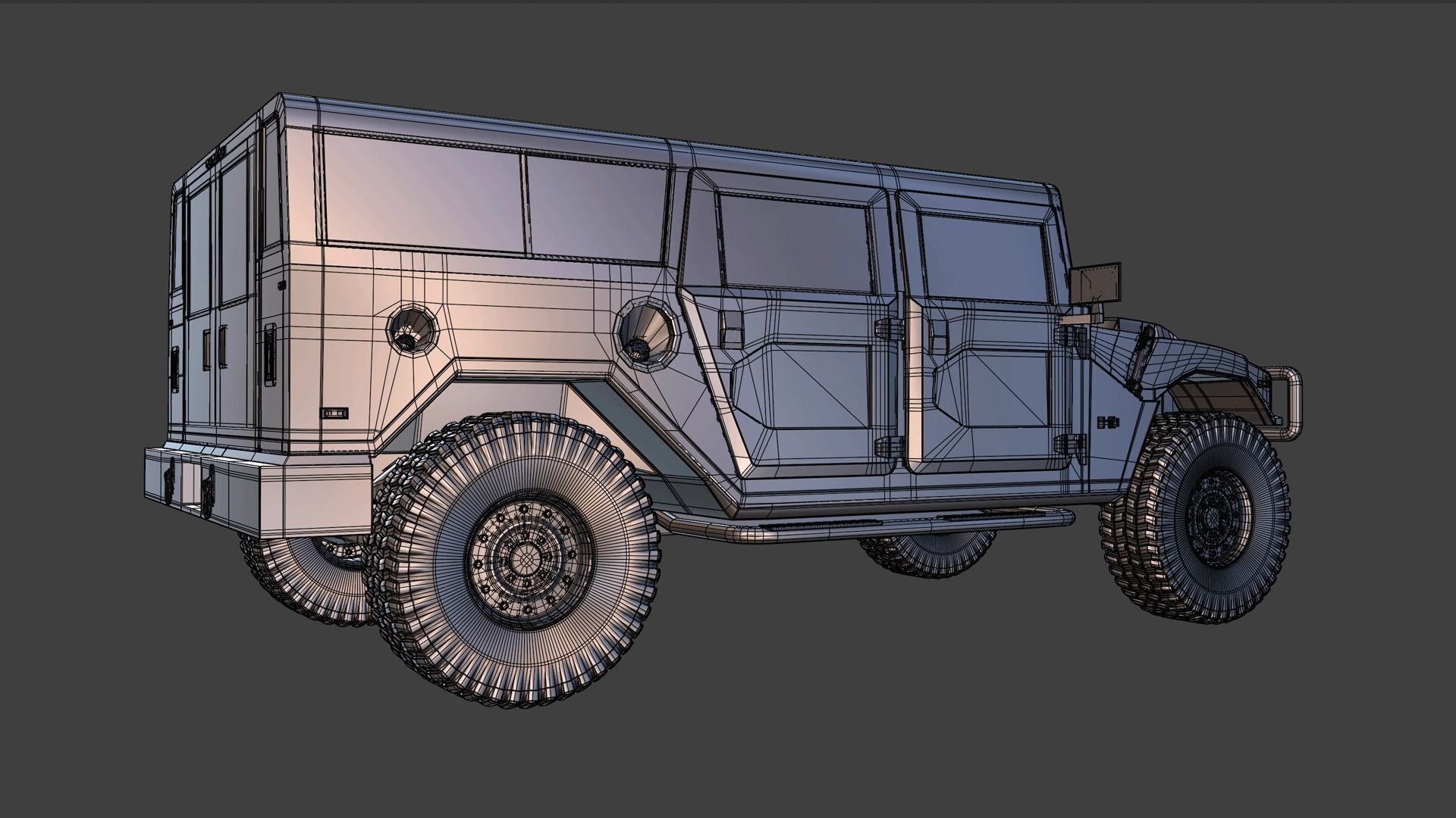 HUMMER H1 SUV READY FOR SUBDIVISION 3D model_16
