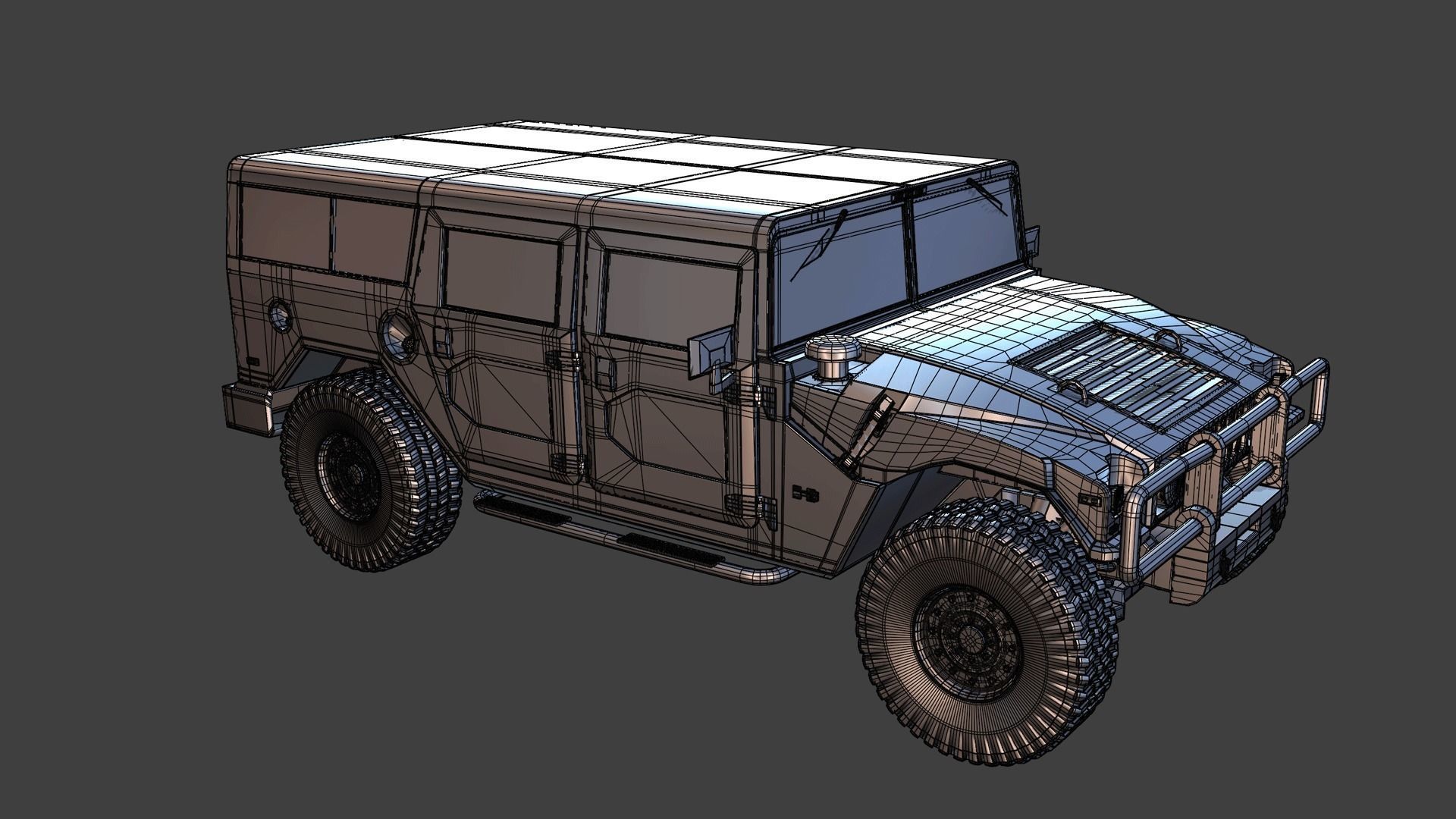 HUMMER H1 SUV READY FOR SUBDIVISION 3D model_18