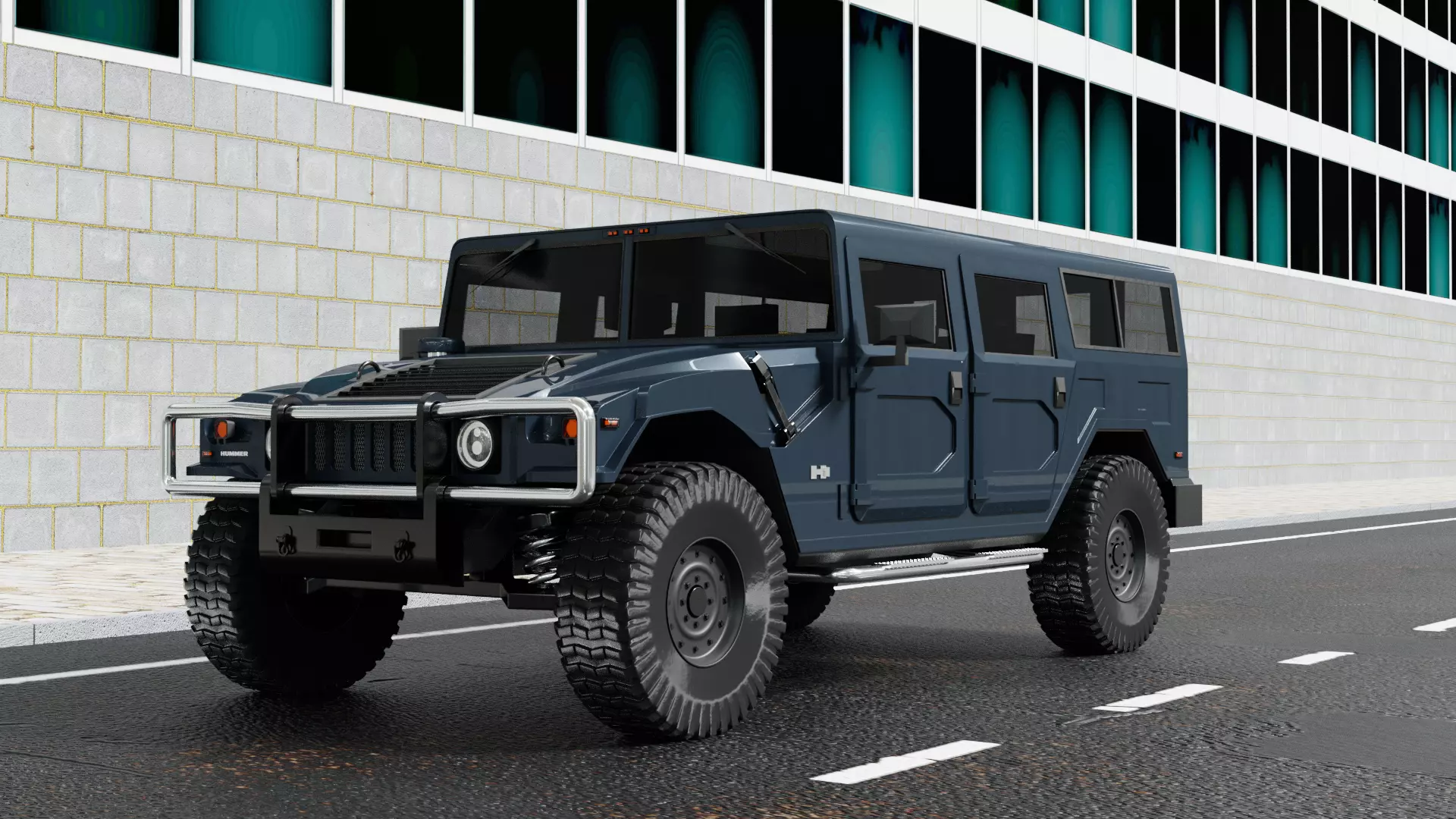 HUMMER H1 SUV READY FOR SUBDIVISION 3D model_0