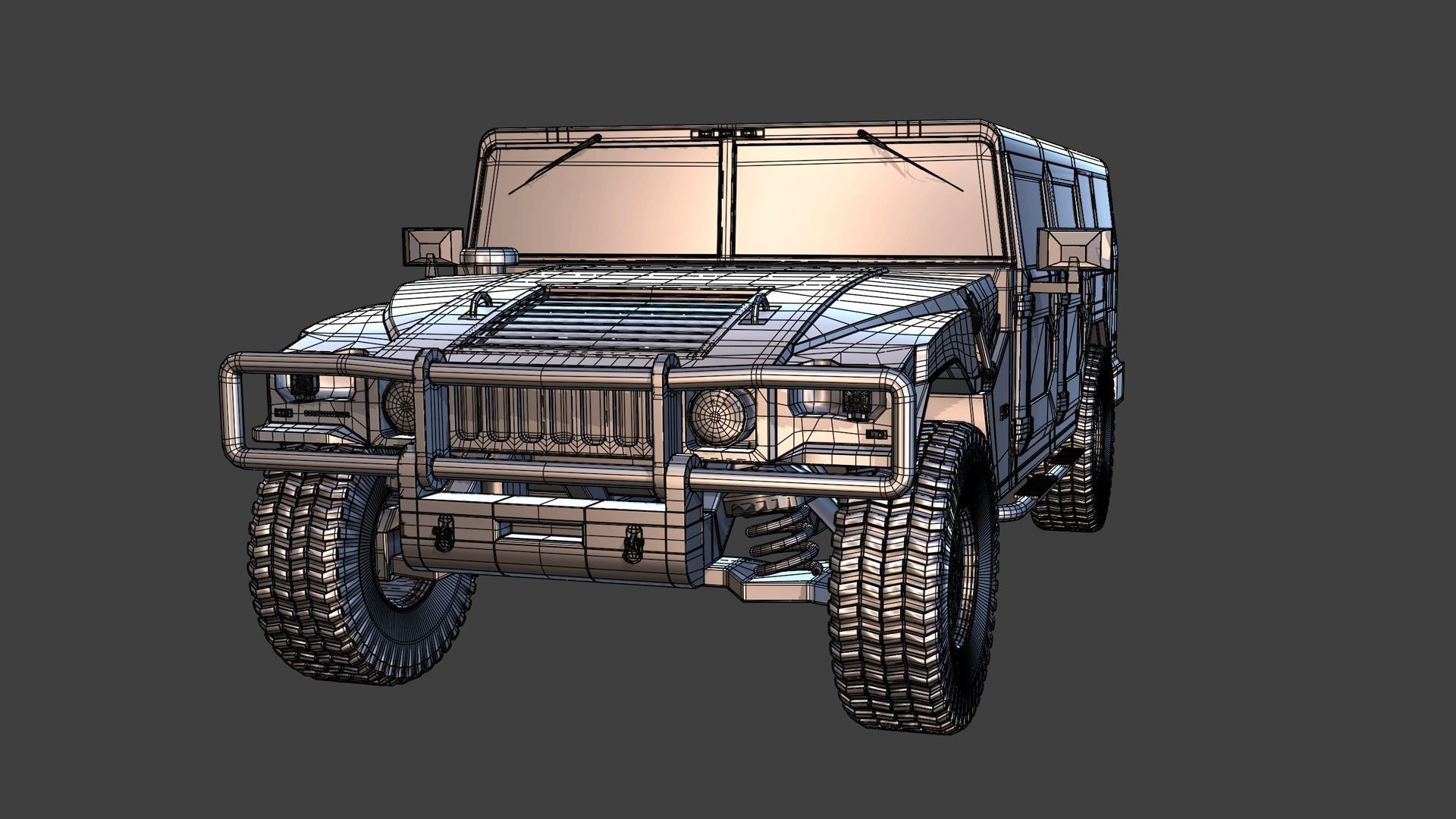 HUMMER H1 SUV READY FOR SUBDIVISION 3D model_3