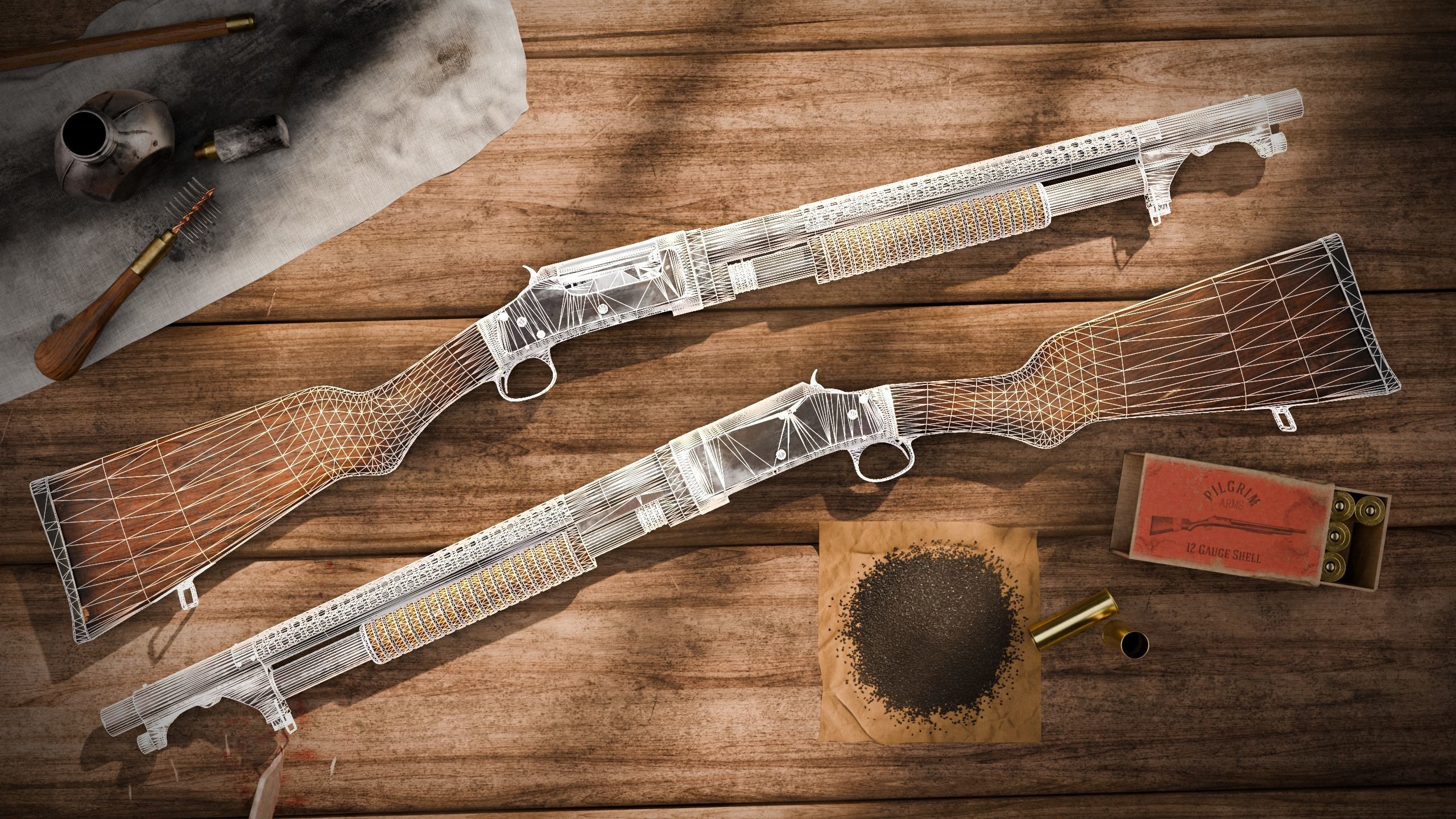 M1897 Trenchgun Low-poly 3D model_10