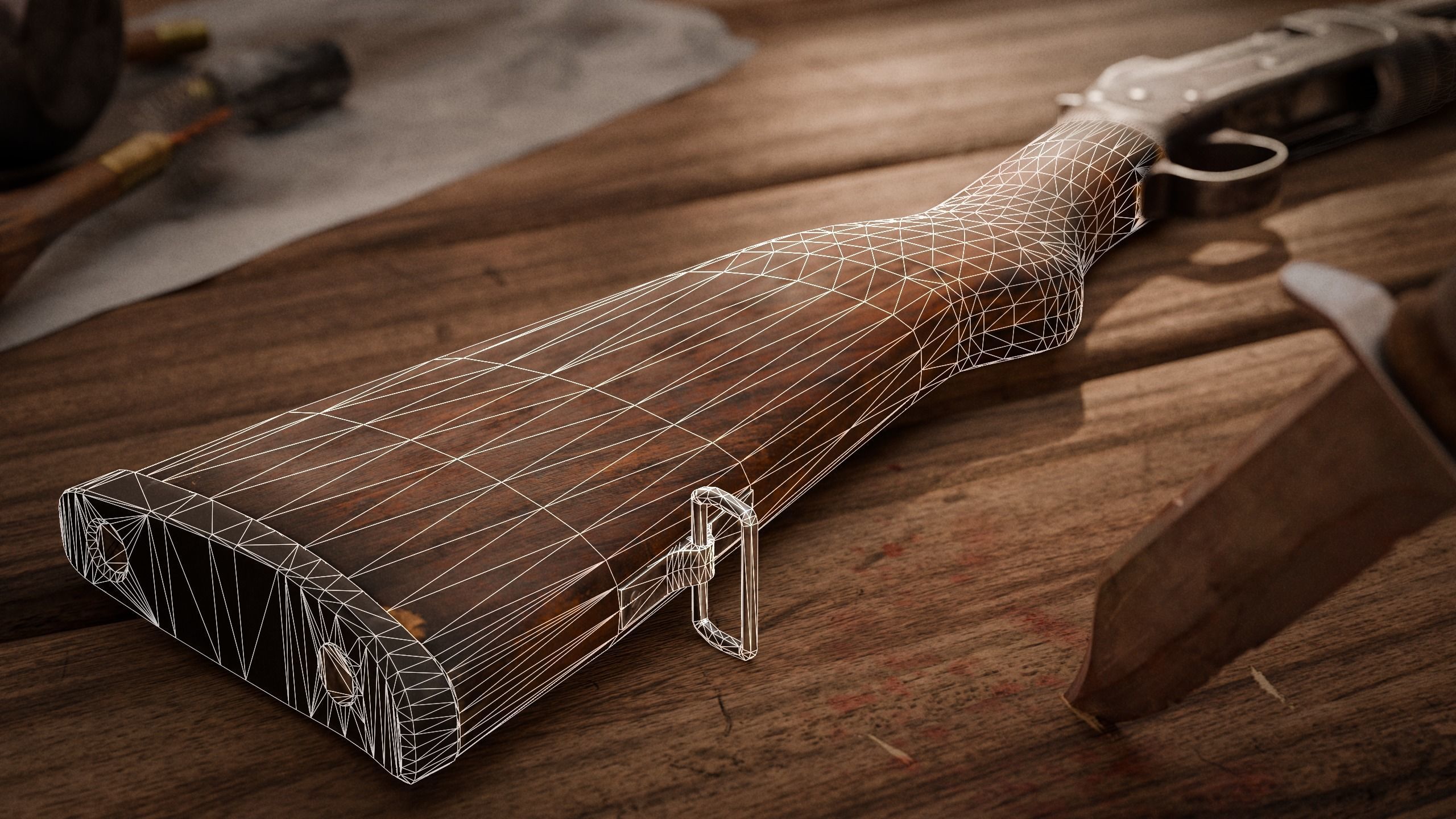 M1897 Trenchgun Low-poly 3D model_9