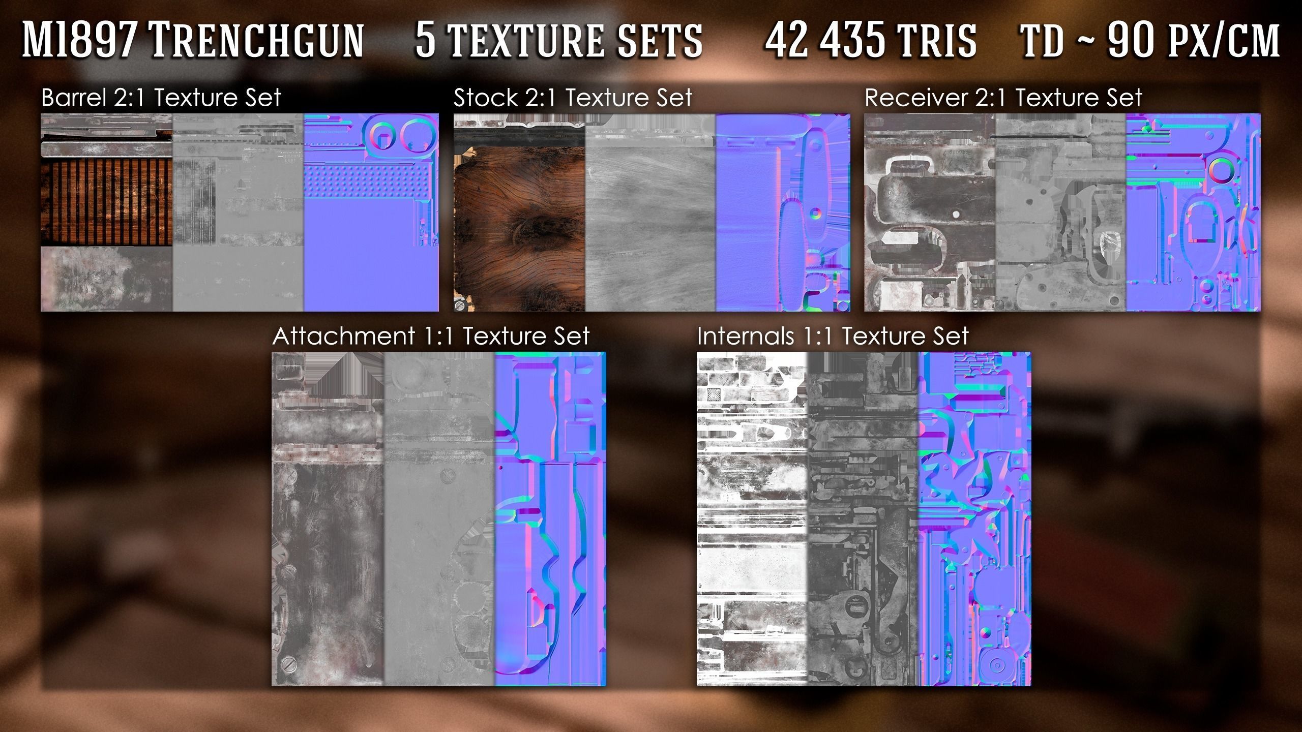 M1897 Trenchgun Low-poly 3D model_4