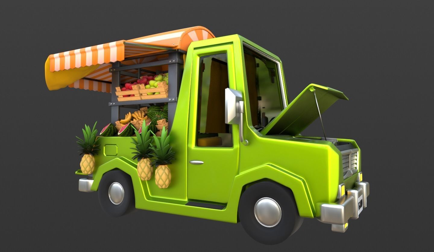 Cartoon Pickup Truck 3D model_1
