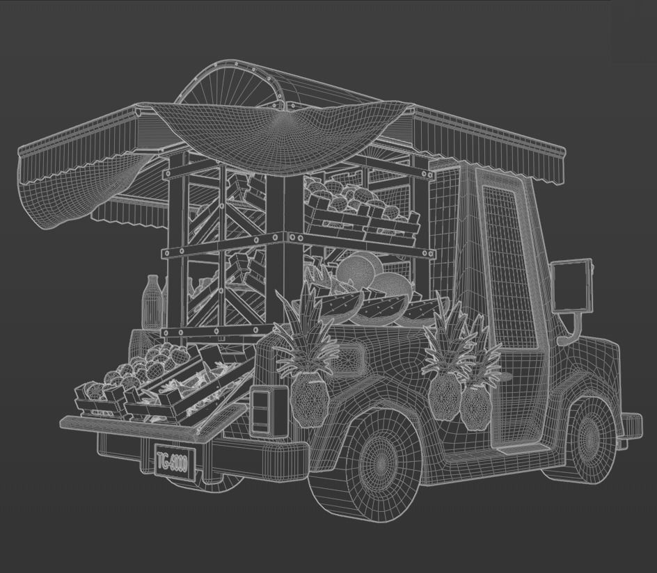 Cartoon Pickup Truck 3D model_6