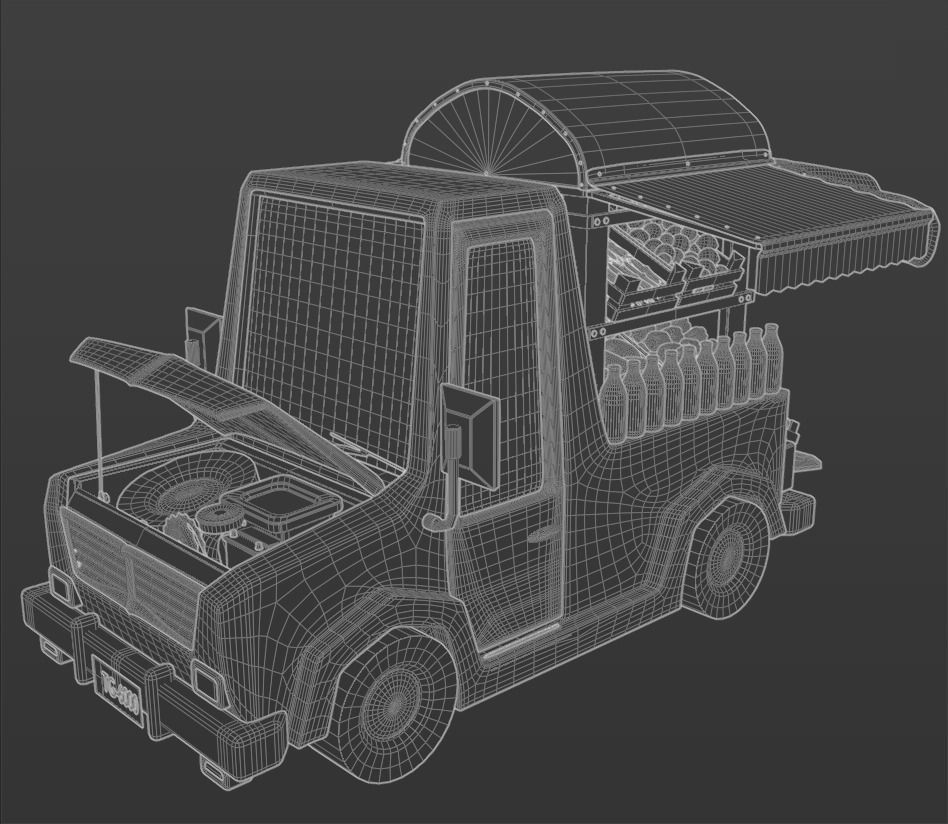 Cartoon Pickup Truck 3D model_8