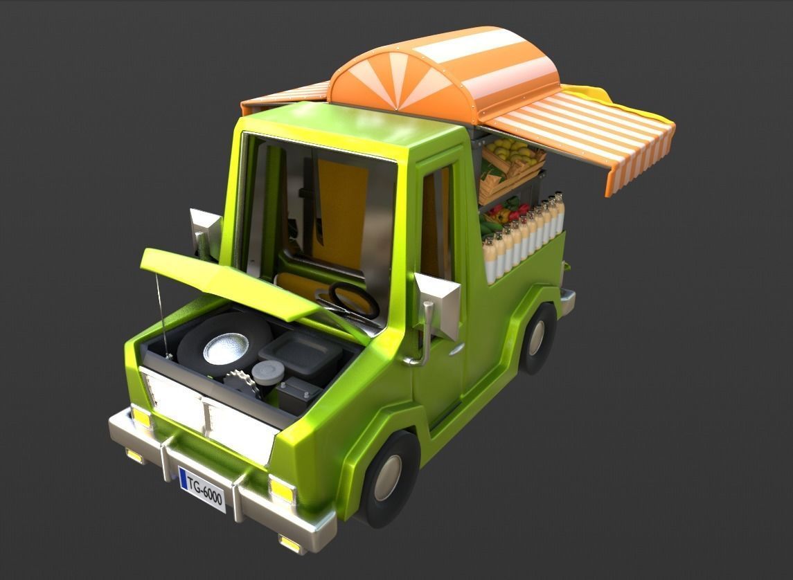 Cartoon Pickup Truck 3D model_2