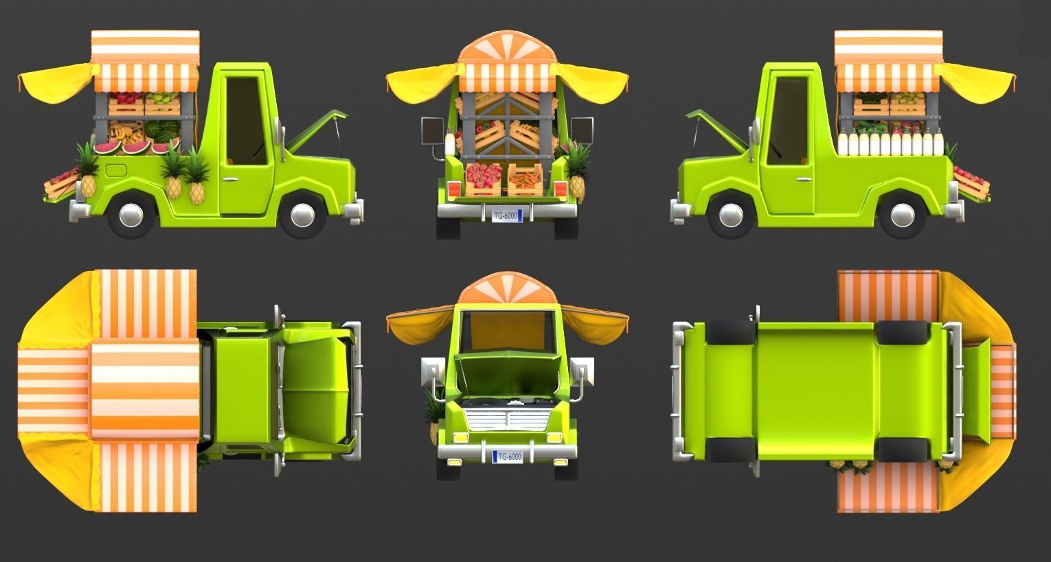 Cartoon Pickup Truck 3D model_5