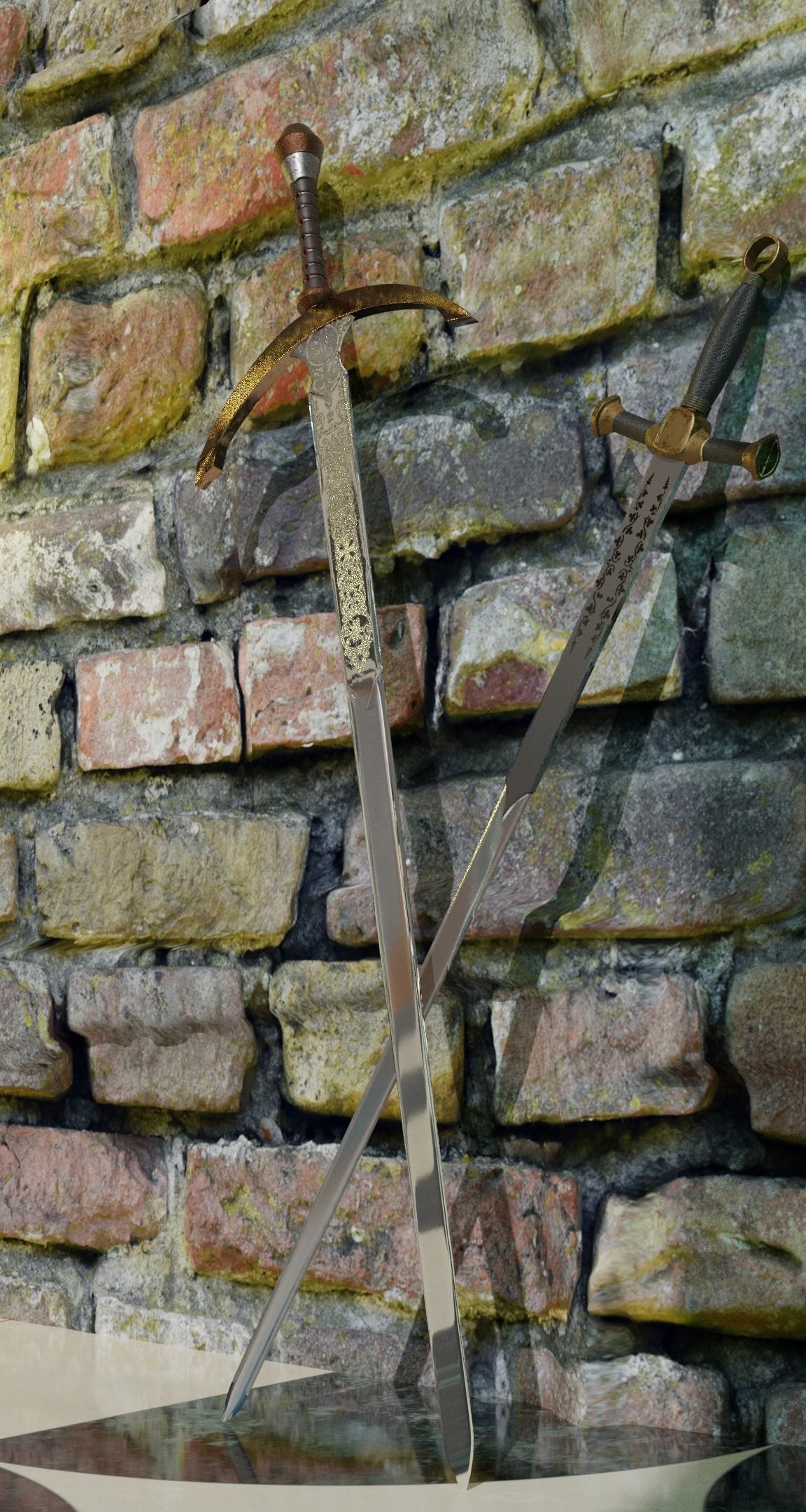 Twin Swords 3D model_2