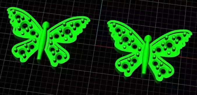 BUTTERFLY EARRINGS WITH STONES   ARETES DE MARIPOSA CON PIEDRAS 3D print model