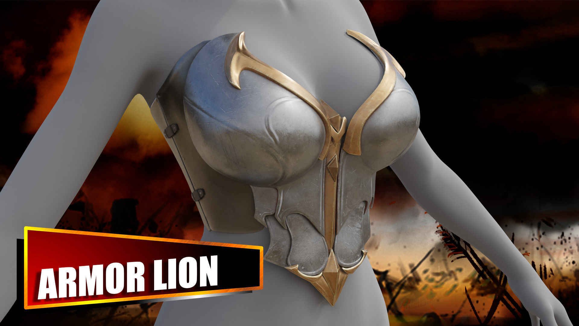 Breast Amor Lion for film and game 3D model_1