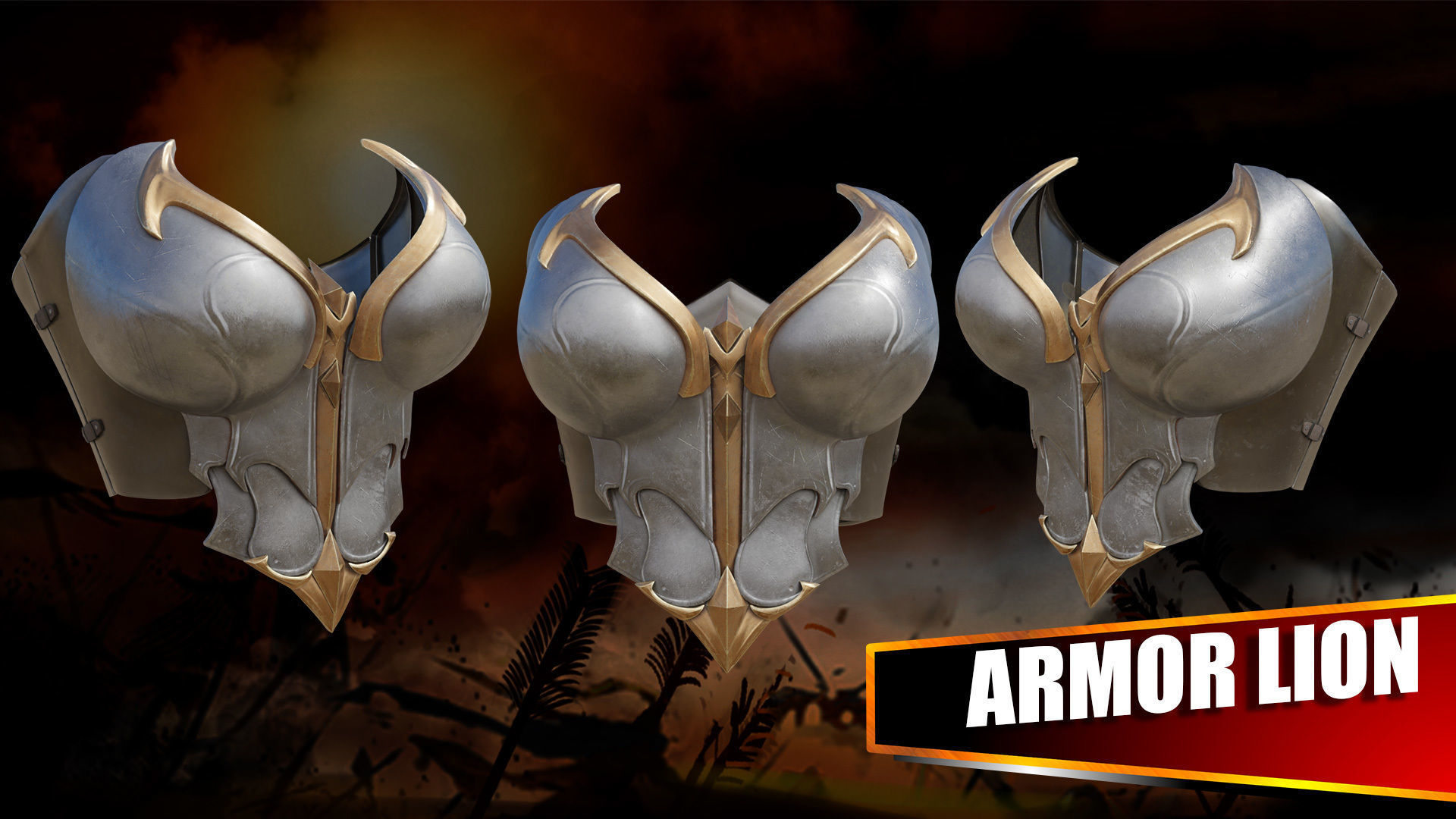 Breast Amor Lion for film and game 3D model_4