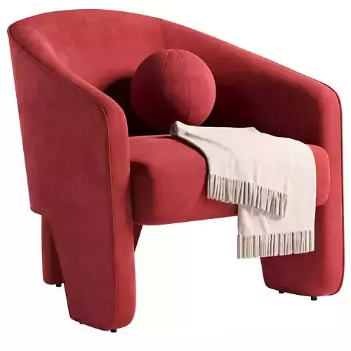 Fae Chair - Burnt Auburn Velvet 3D model