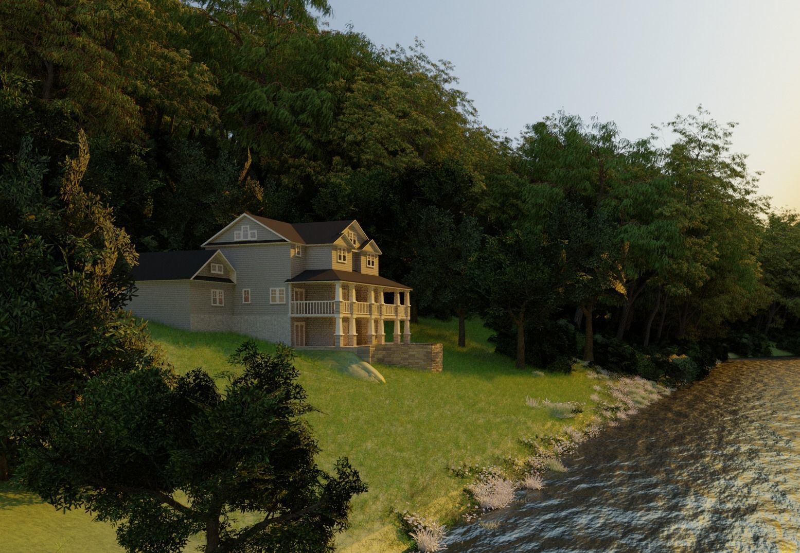 House on hill Free 3D model_2