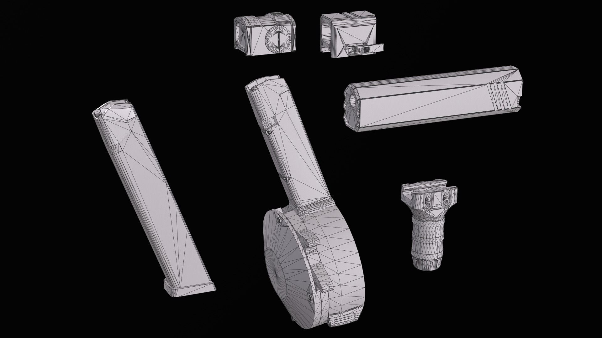 Tactical modular SMG TDI Kriss Vector gen2 Low-poly 3D model_45