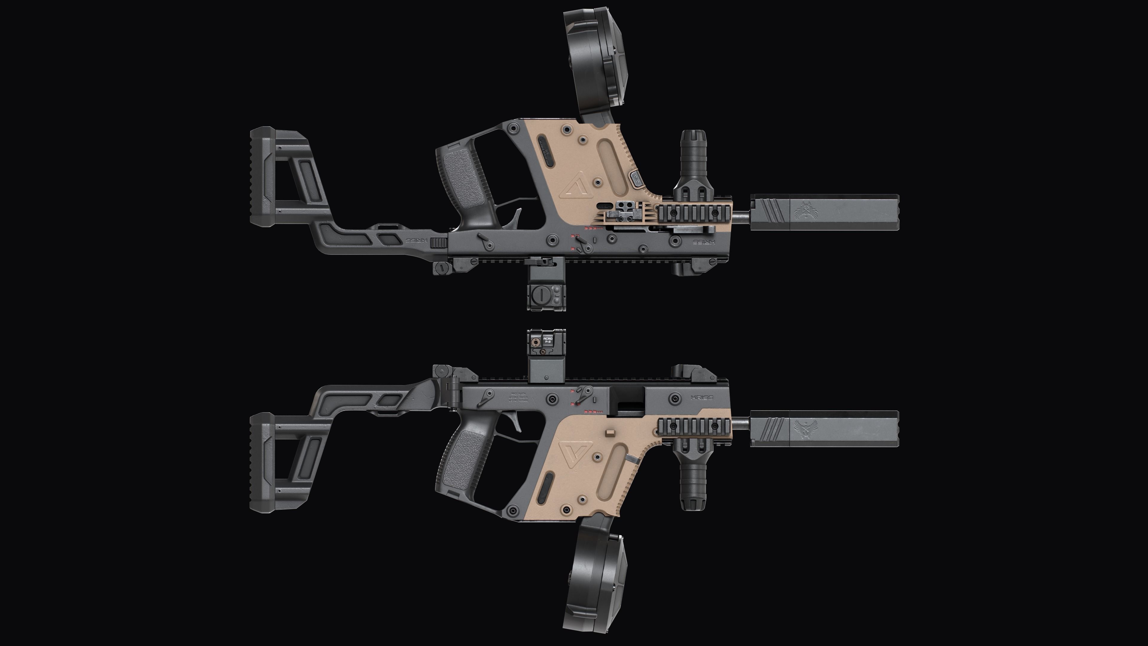 Tactical modular SMG TDI Kriss Vector gen2 Low-poly 3D model_38