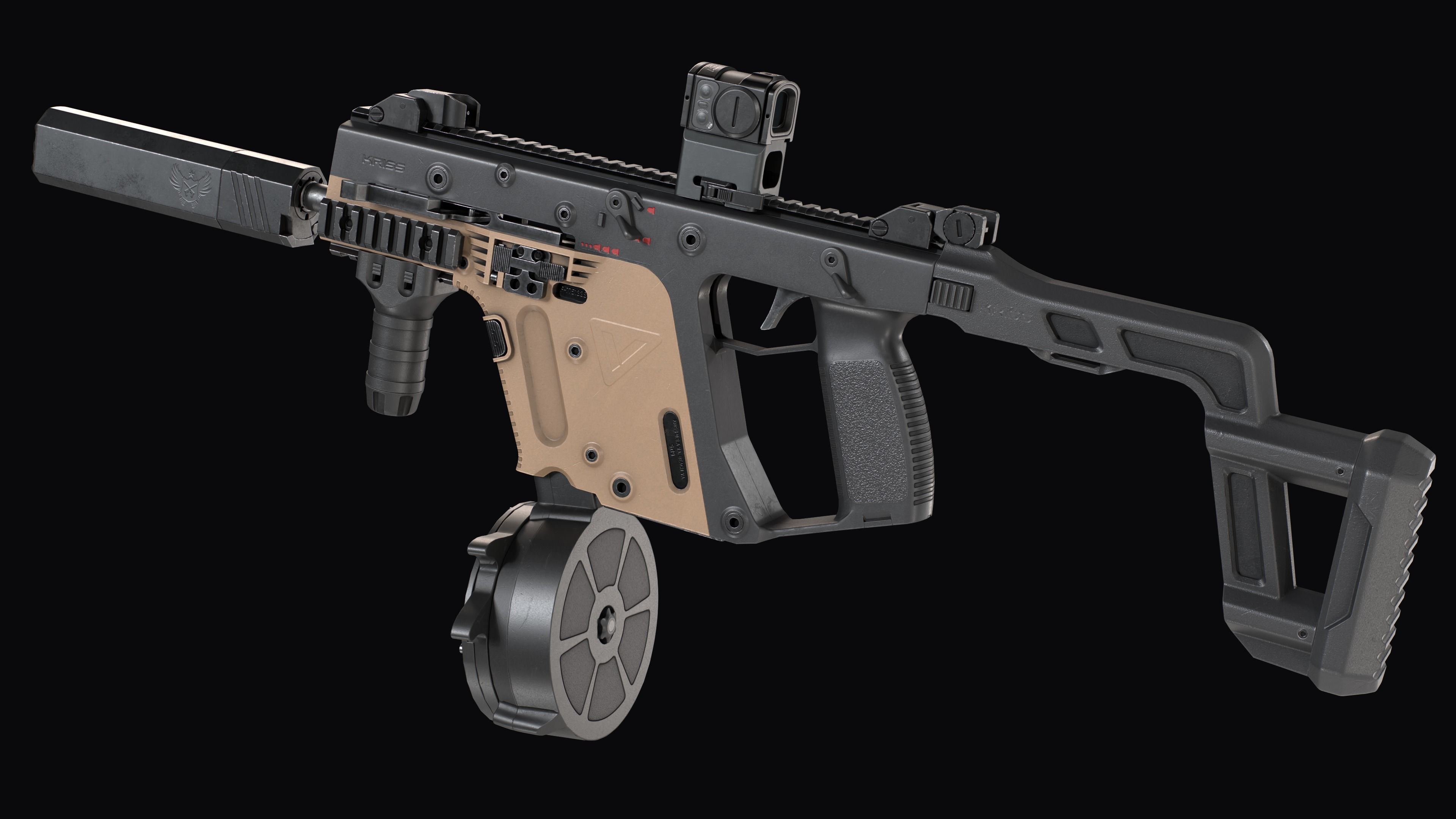 Tactical modular SMG TDI Kriss Vector gen2 Low-poly 3D model_14
