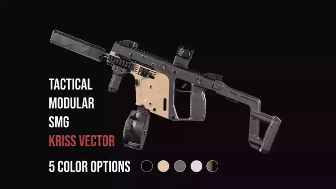 Tactical modular SMG TDI Kriss Vector gen2 Low-poly 3D model