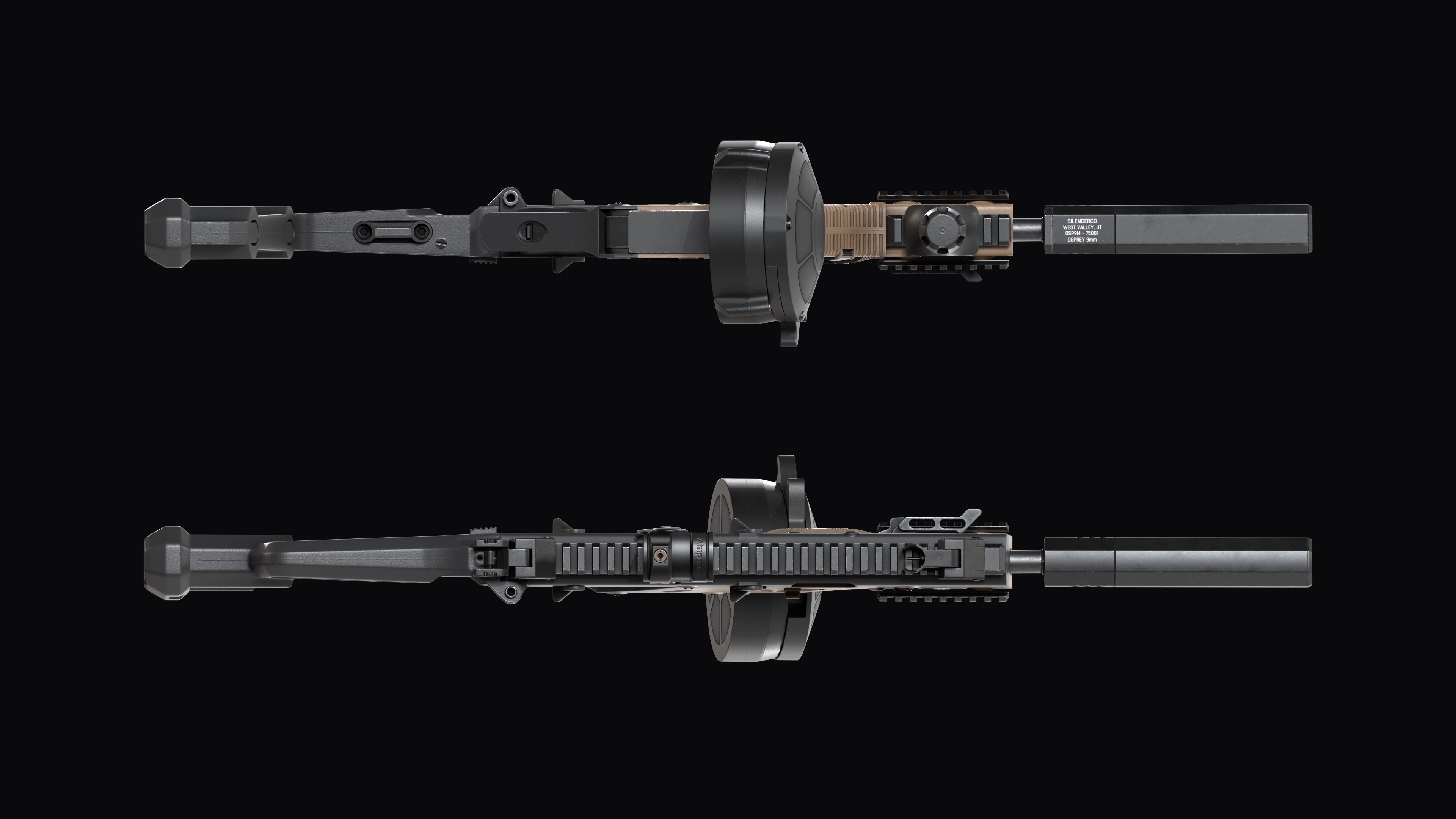 Tactical modular SMG TDI Kriss Vector gen2 Low-poly 3D model_39