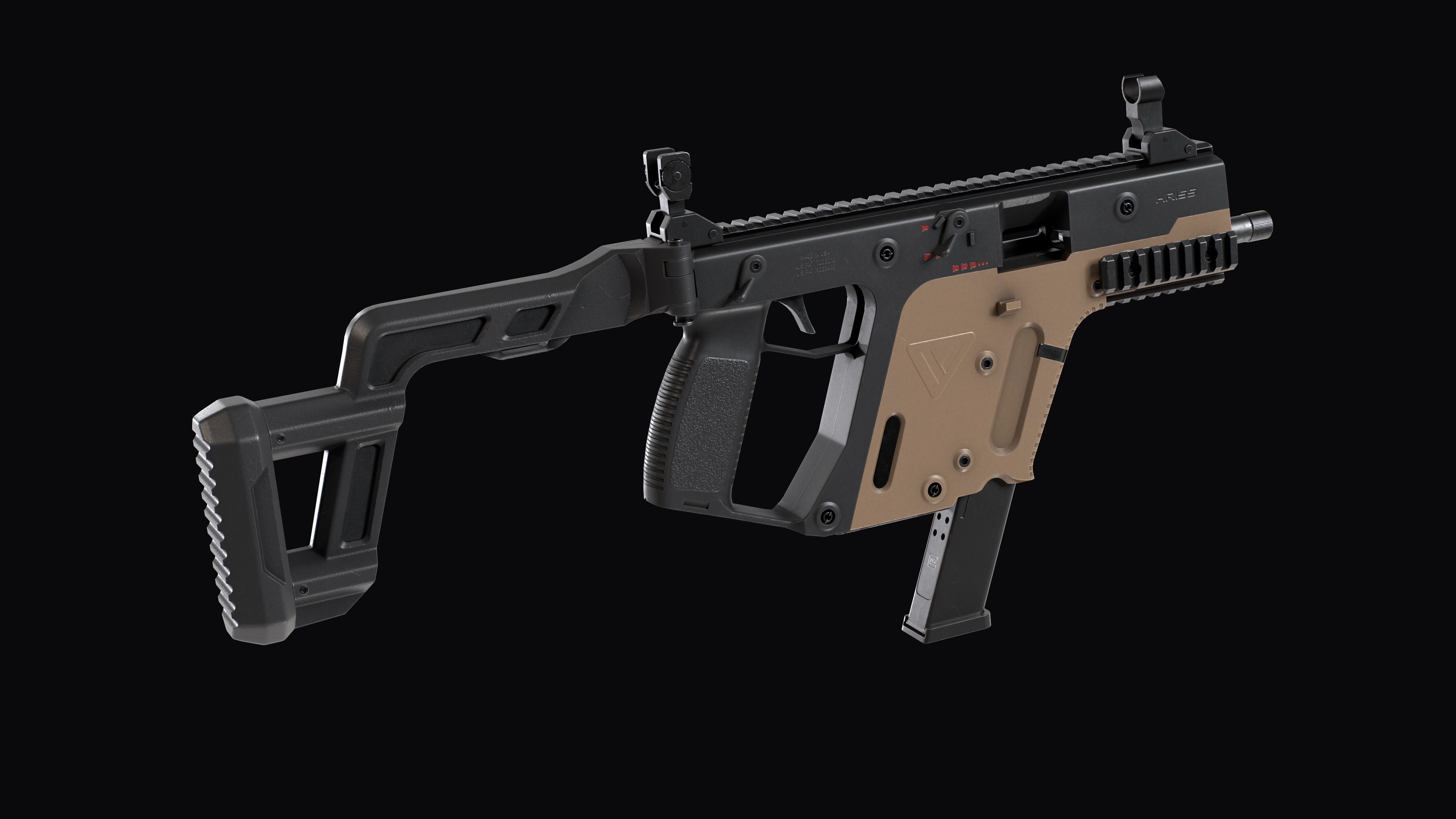 Tactical modular SMG TDI Kriss Vector gen2 Low-poly 3D model_19