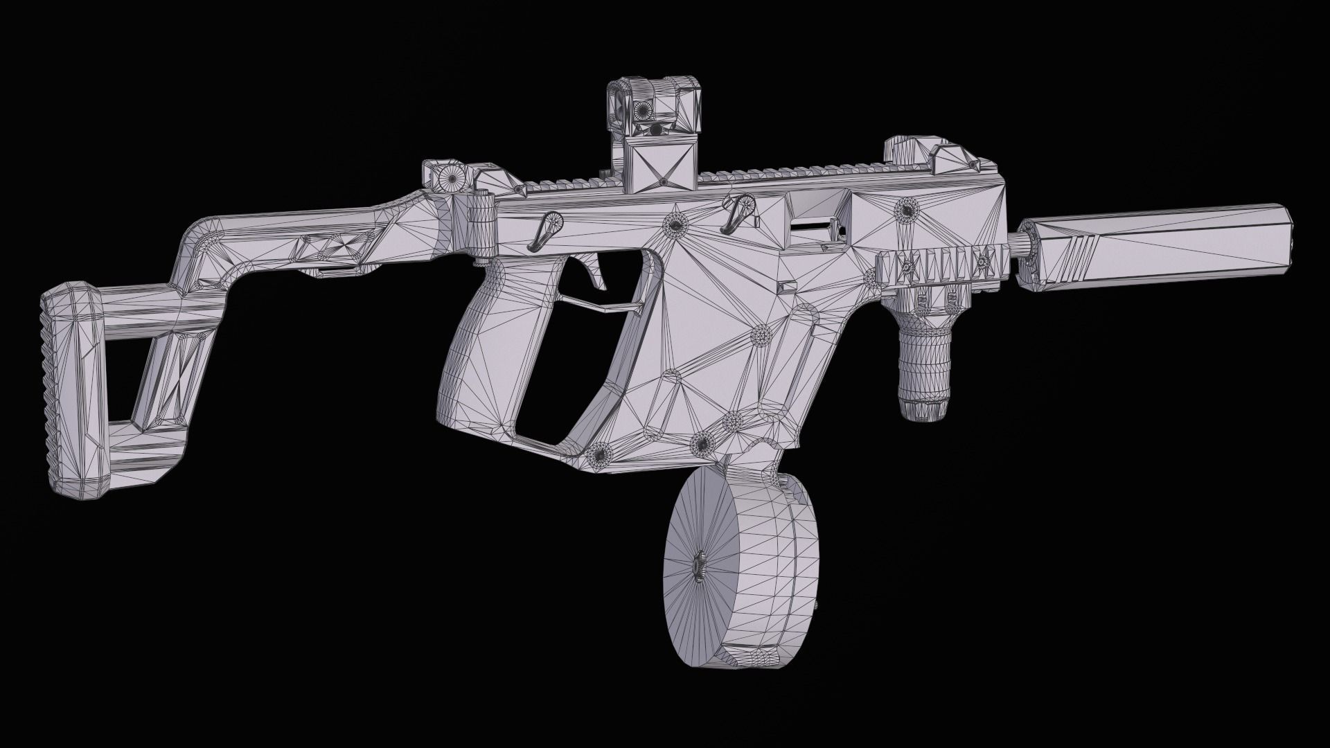 Tactical modular SMG TDI Kriss Vector gen2 Low-poly 3D model_43