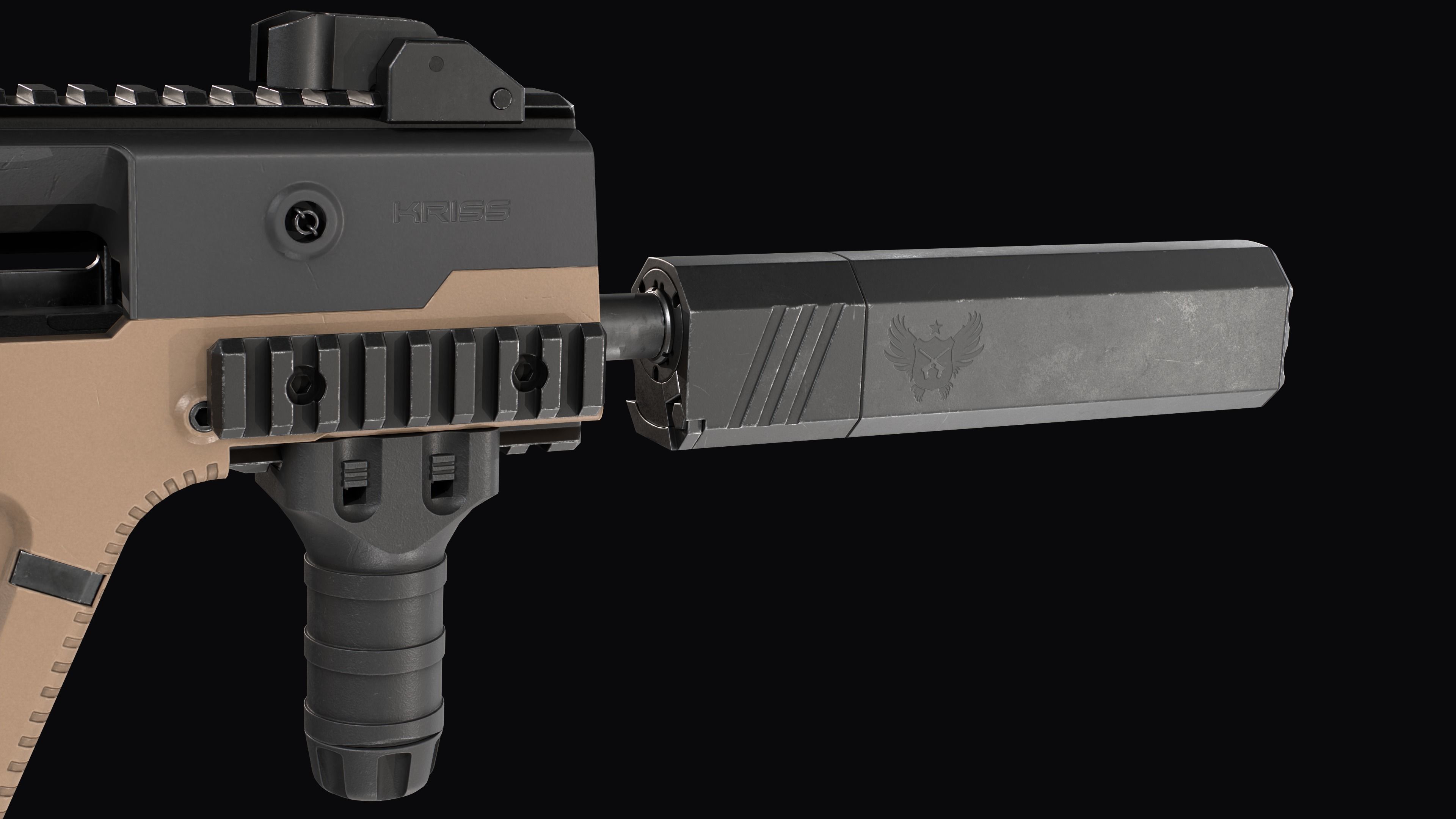 Tactical modular SMG TDI Kriss Vector gen2 Low-poly 3D model_27