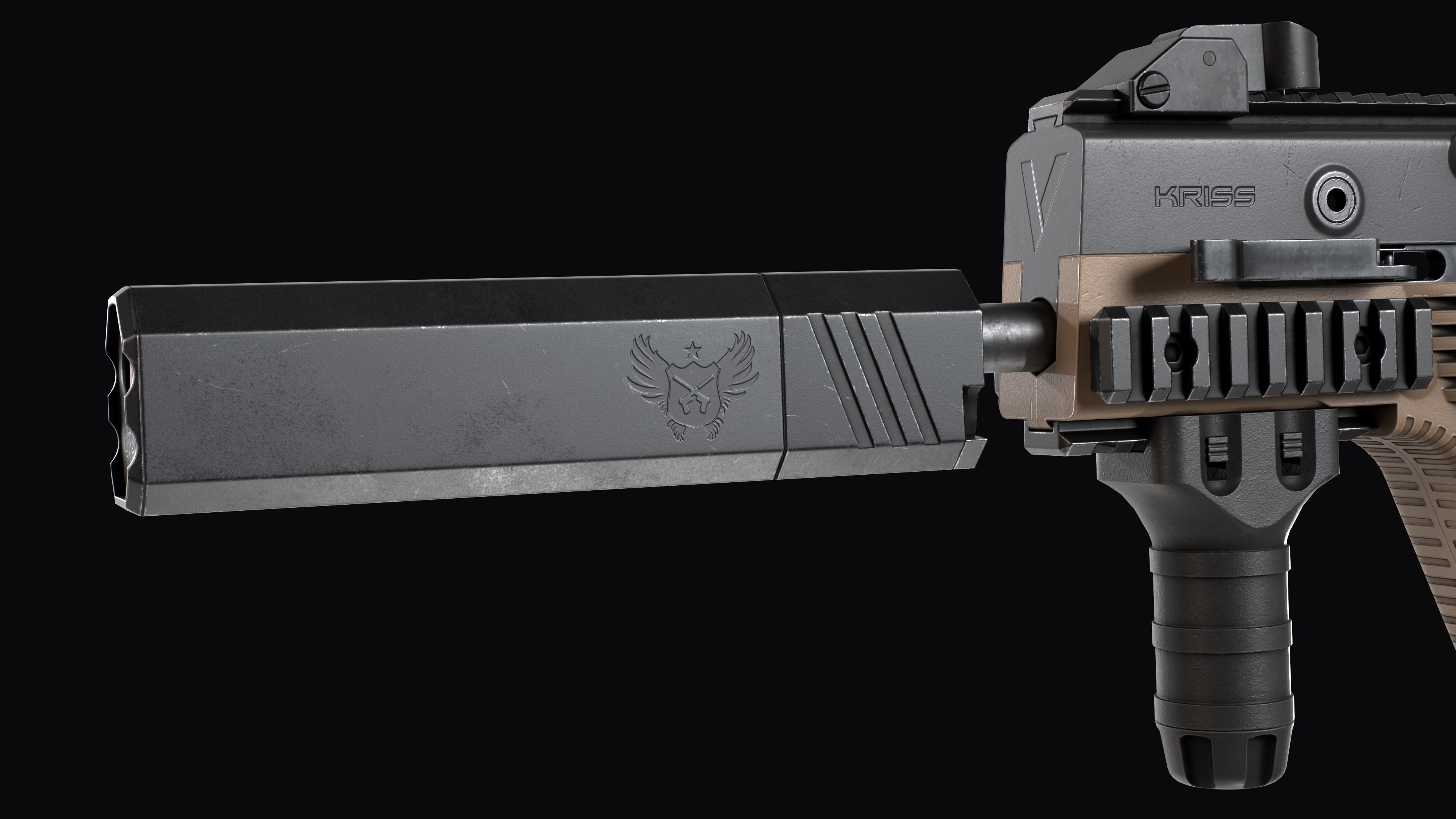 Tactical modular SMG TDI Kriss Vector gen2 Low-poly 3D model_26