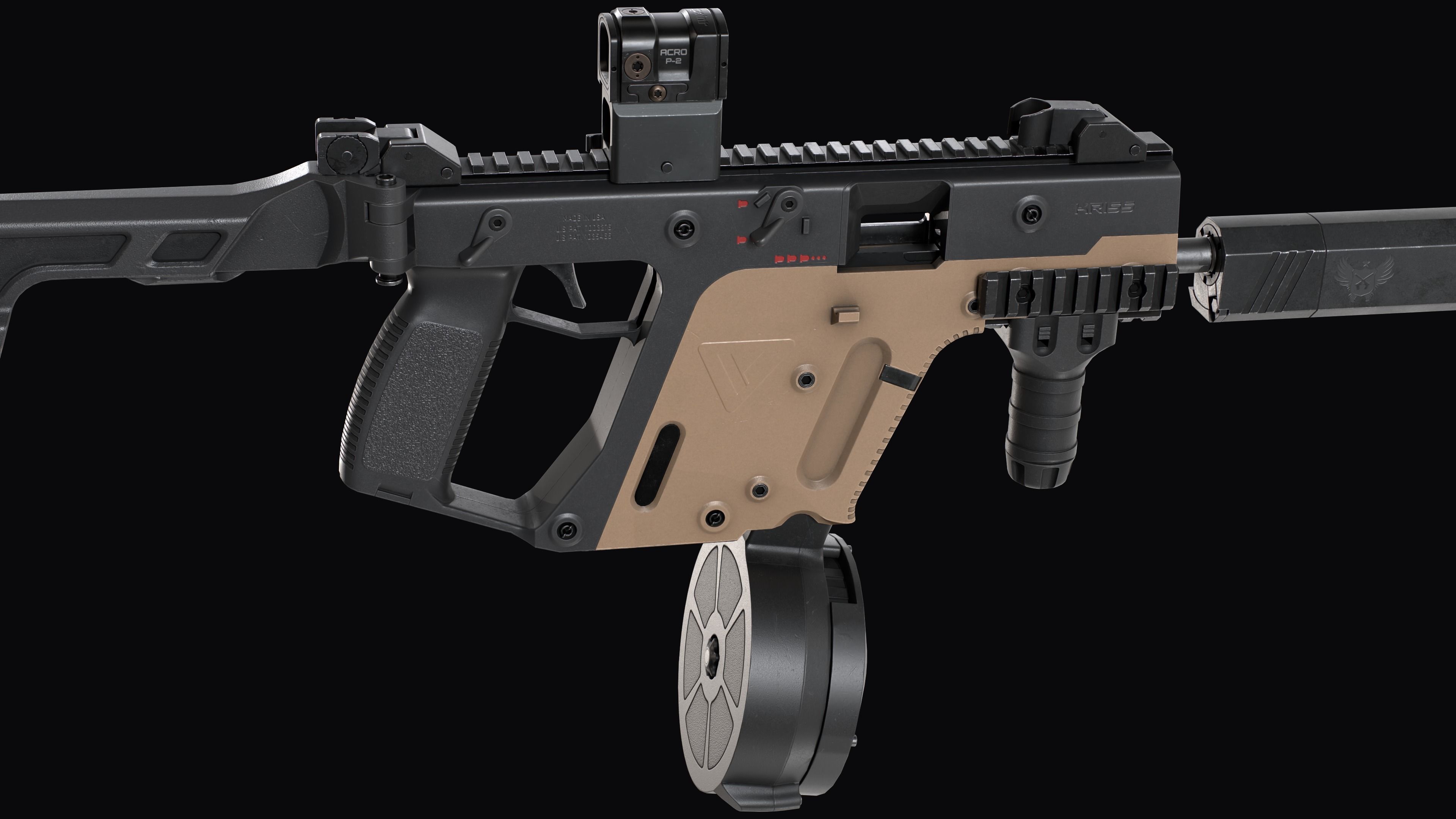 Tactical modular SMG TDI Kriss Vector gen2 Low-poly 3D model_22