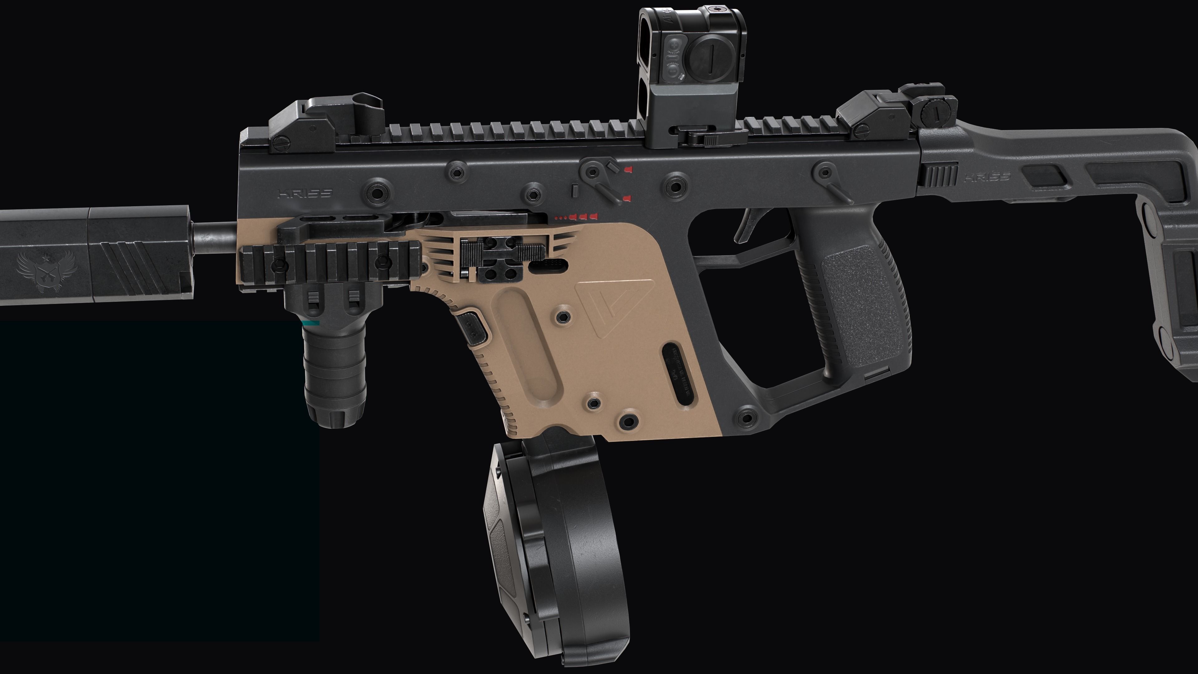 Tactical modular SMG TDI Kriss Vector gen2 Low-poly 3D model_23
