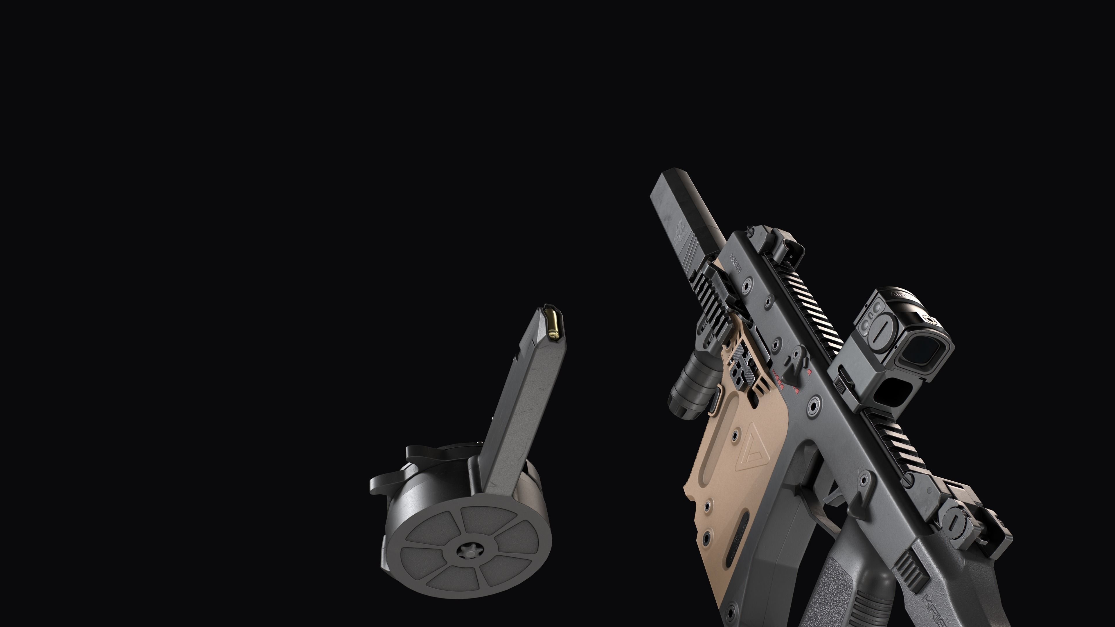 Tactical modular SMG TDI Kriss Vector gen2 Low-poly 3D model_33