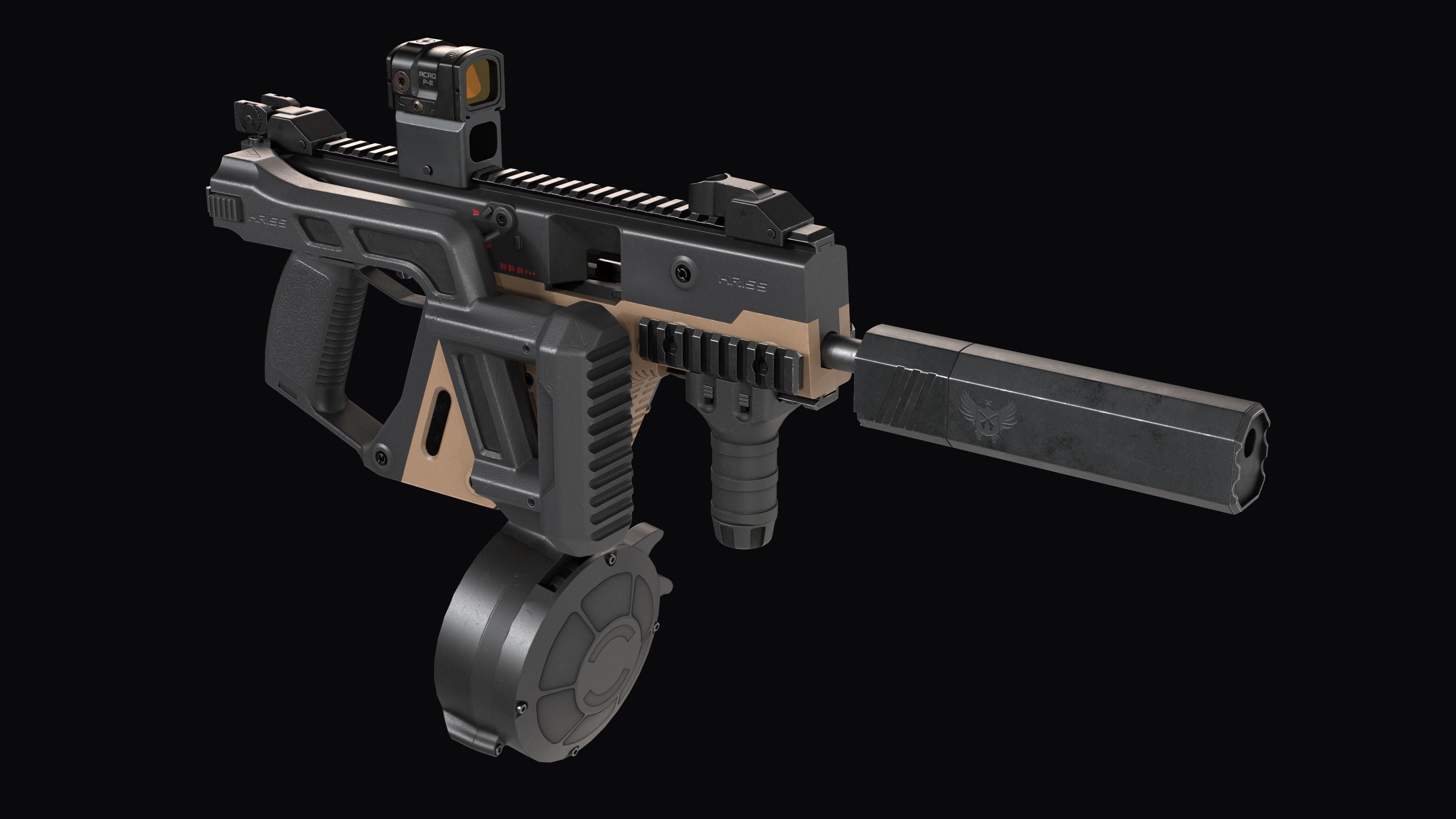 Tactical modular SMG TDI Kriss Vector gen2 Low-poly 3D model_17