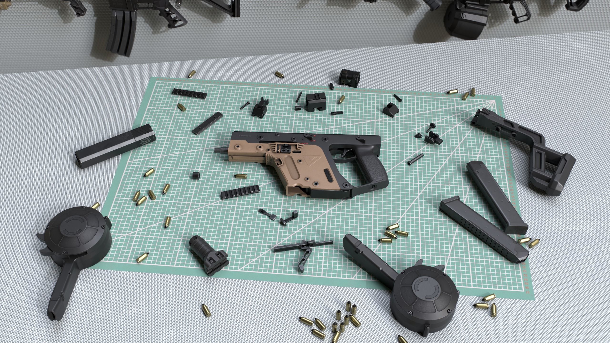 Tactical modular SMG TDI Kriss Vector gen2 Low-poly 3D model_8