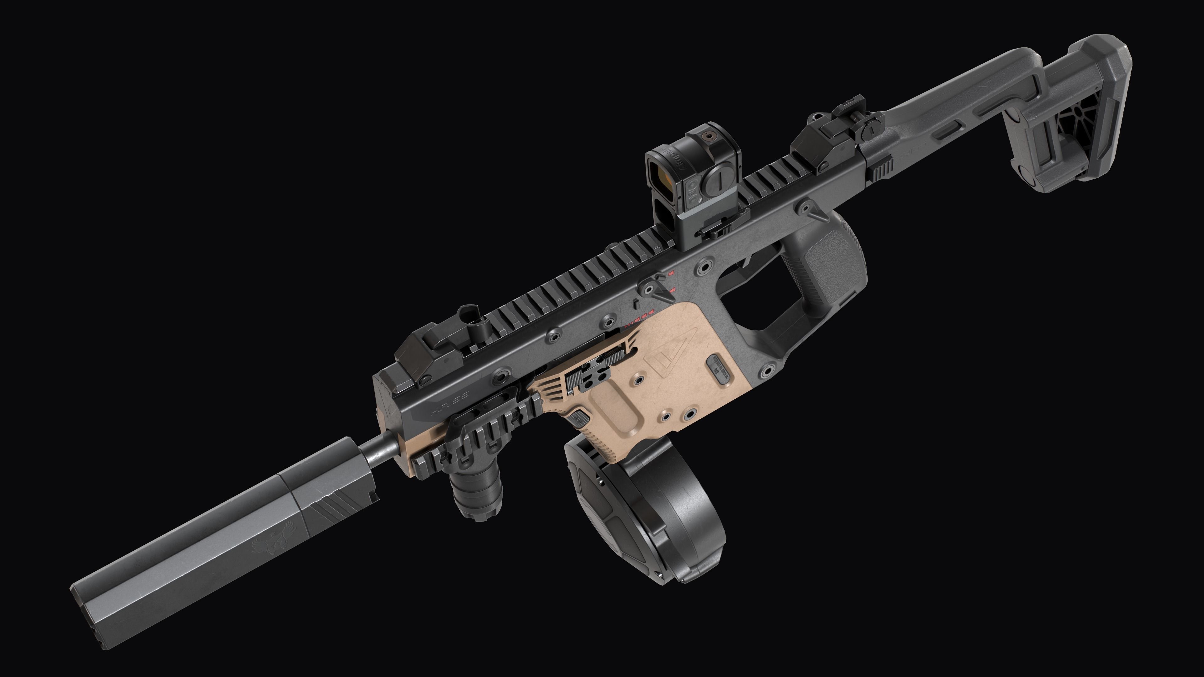 Tactical modular SMG TDI Kriss Vector gen2 Low-poly 3D model_20