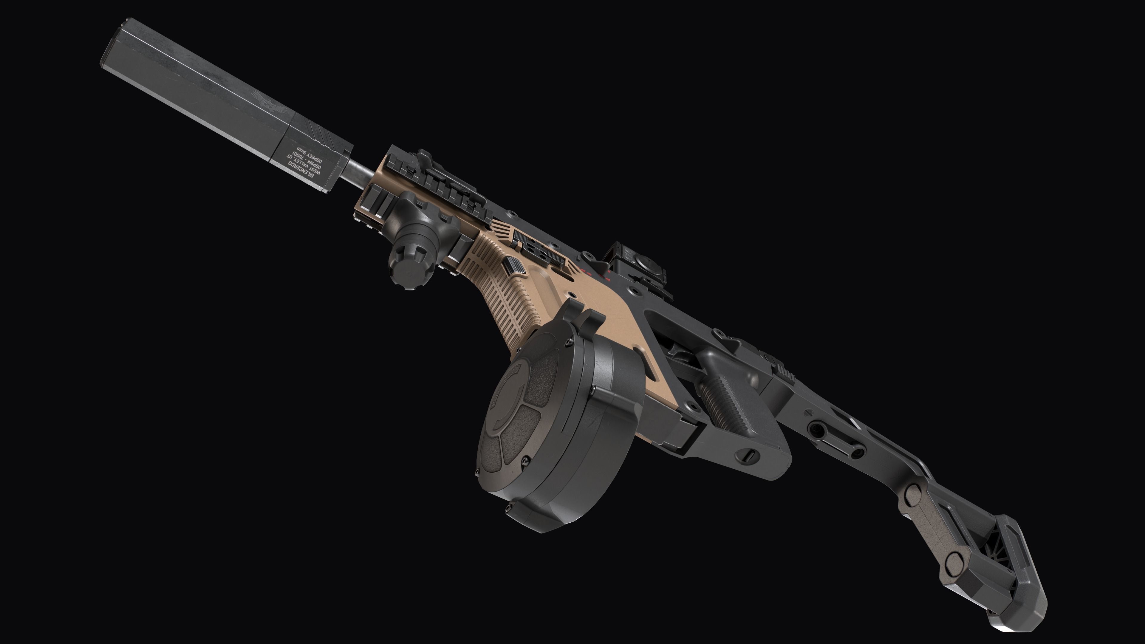 Tactical modular SMG TDI Kriss Vector gen2 Low-poly 3D model_21