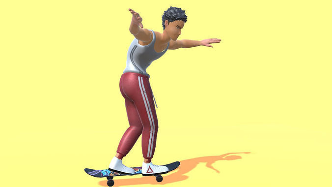 Skate Board Actions With avatars 3D model